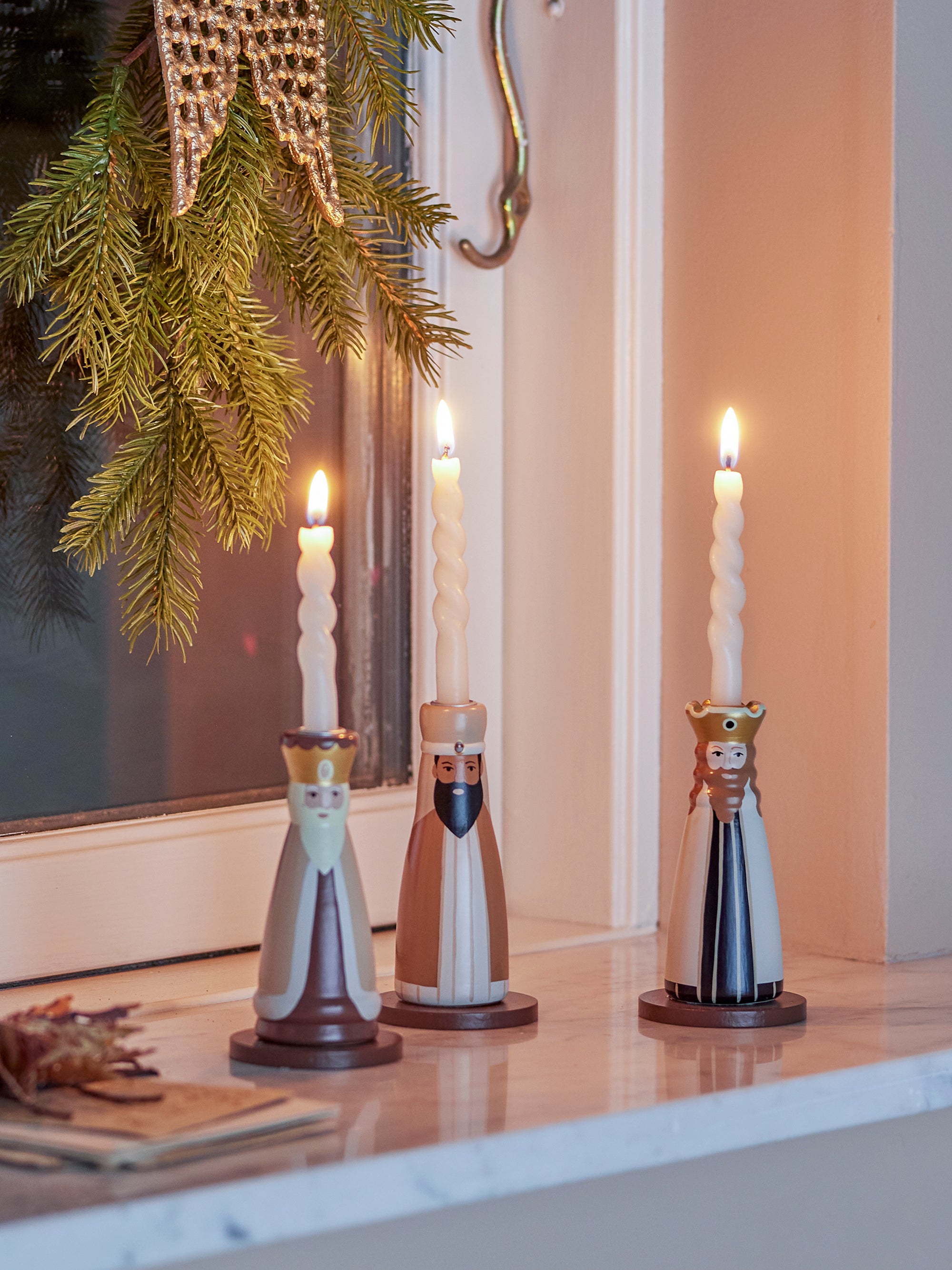 Bloomingville Betiel Ljushållare, Flerfärgad, FSC®100%, Bok