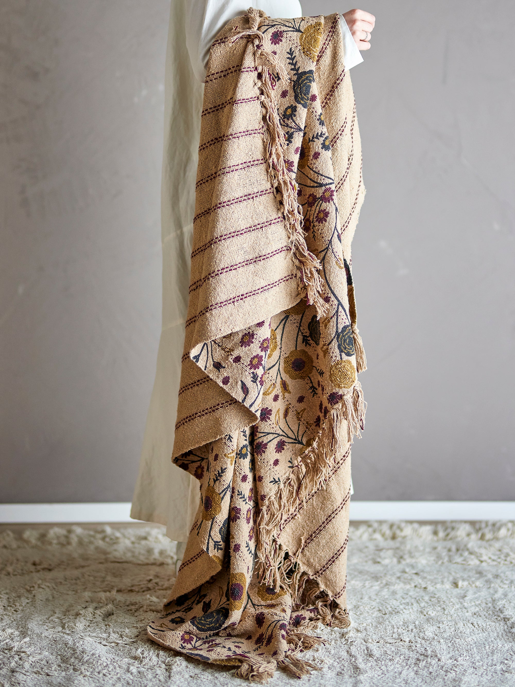 Bloomingville Eydis Pläd, Natur, Återvunnen Bomull