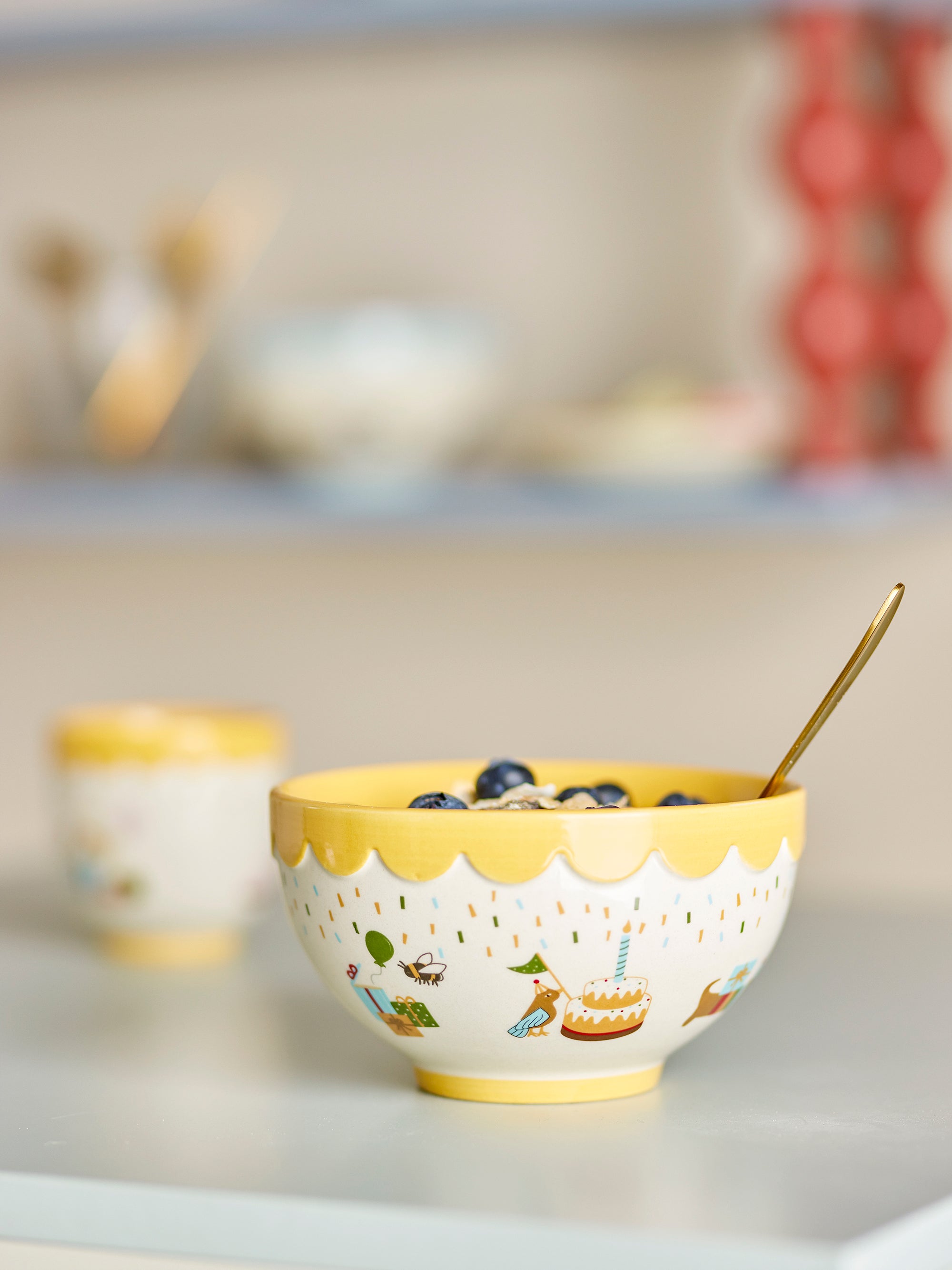 Bloomingville Mini Celebrate Skål, Gul, Stengods