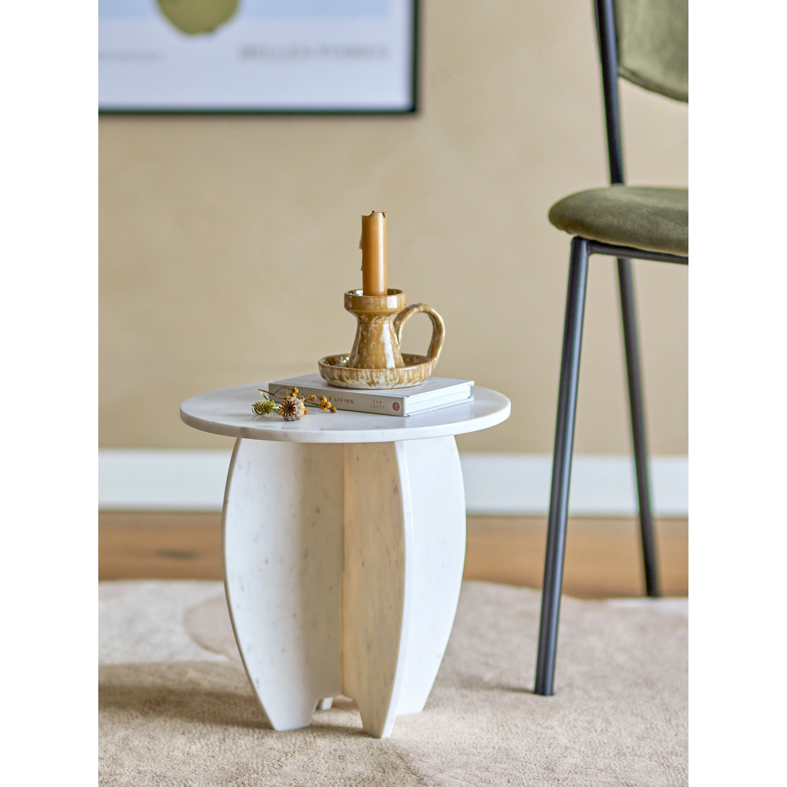 Bloomingville Sendai Piedestal, Vit, Marmor