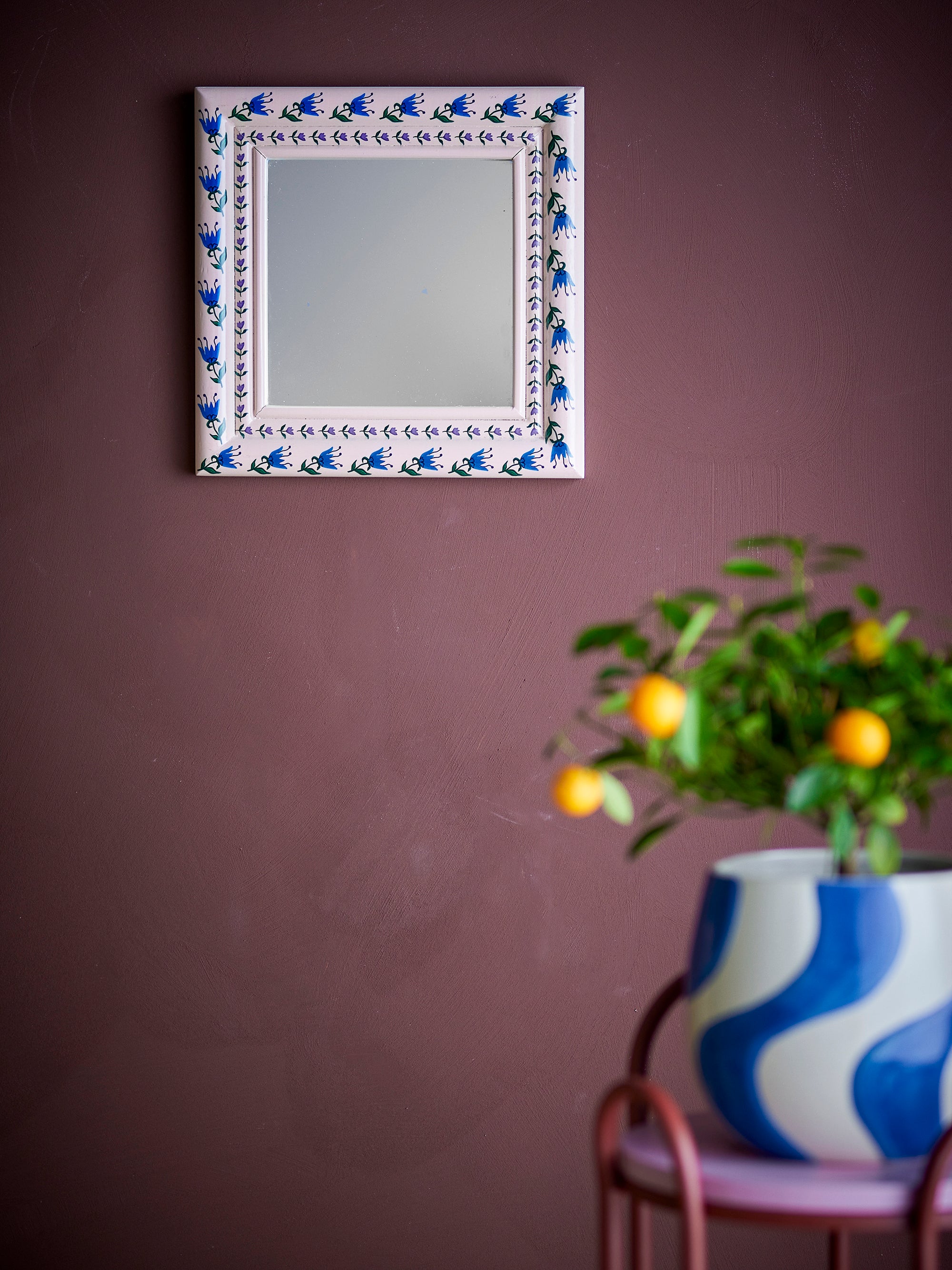 Bloomingville Badia Väggspegel, Rosa, Furuträ