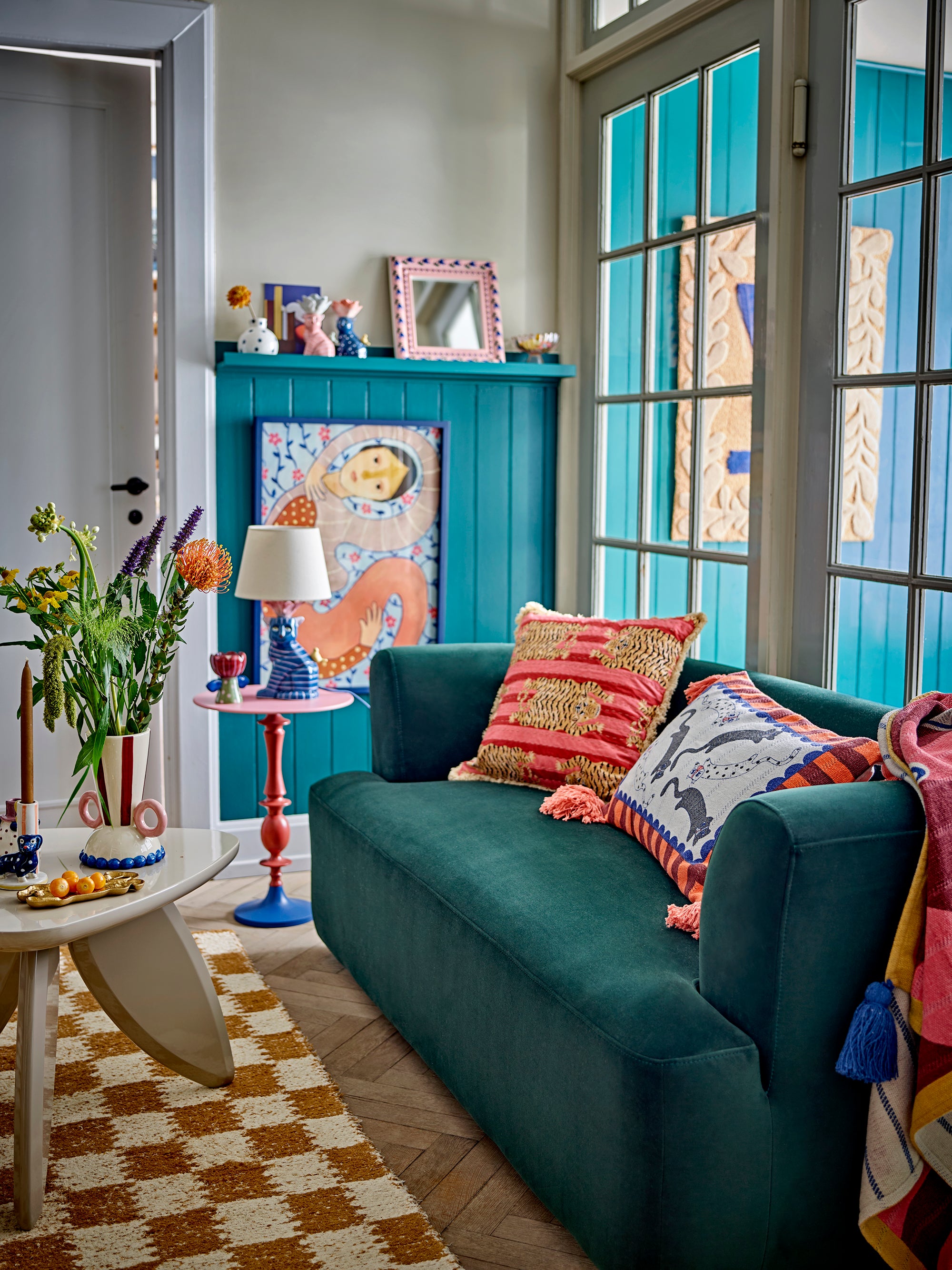 Bloomingville Badia Väggspegel, Rosa, Furuträ