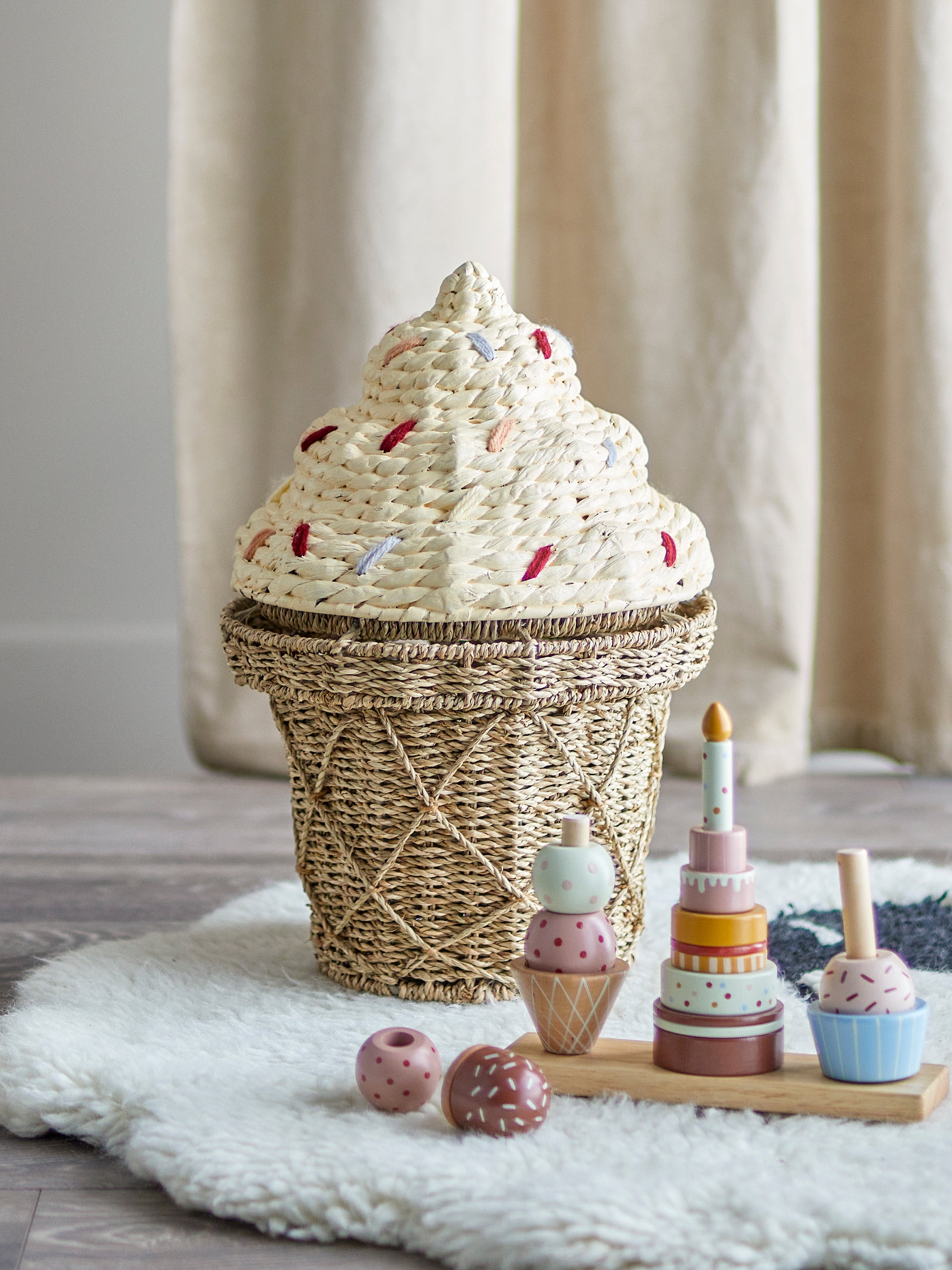 Bloomingville Mini Cillie Korg med Lock, Natur, Sjögräs