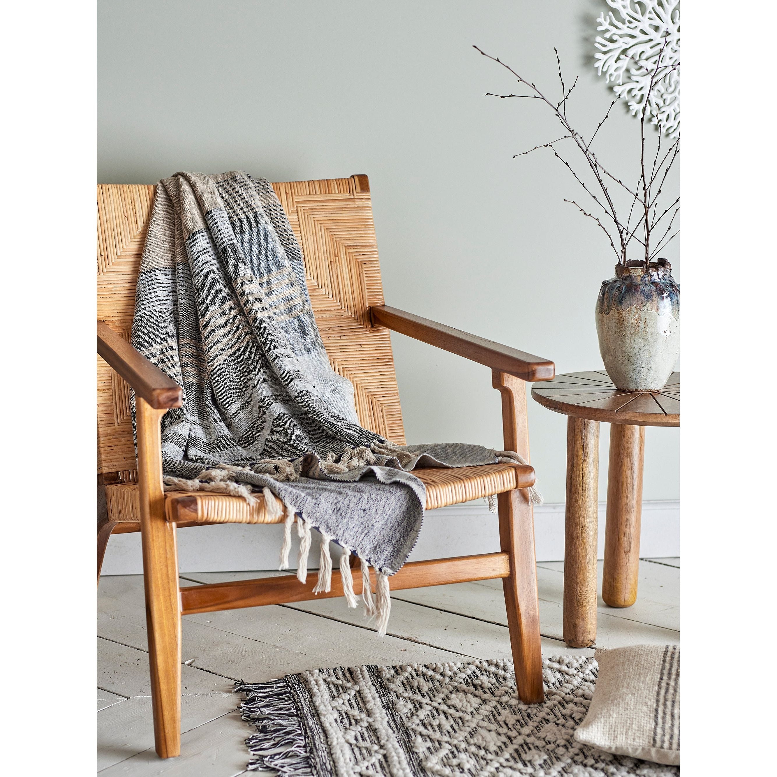 Creative Collection Ferrara Pläd, Blå, Återvunnen Bomull