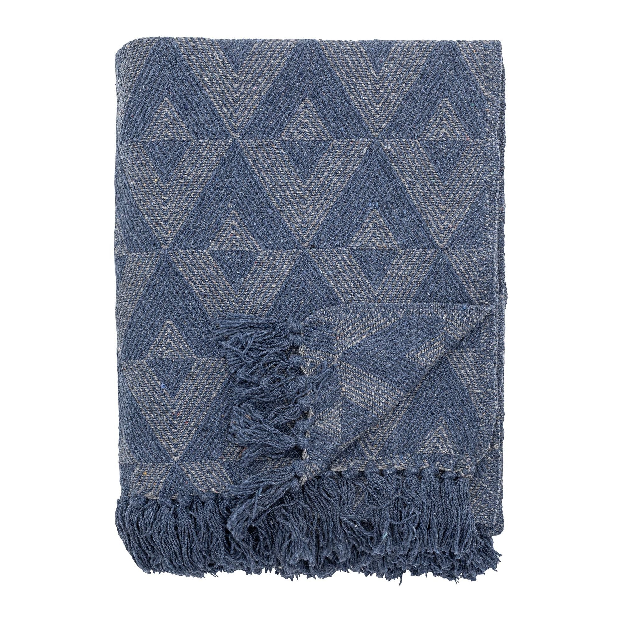 Bloomingville Udine Pläd, Blå, Återvunnen Bomull