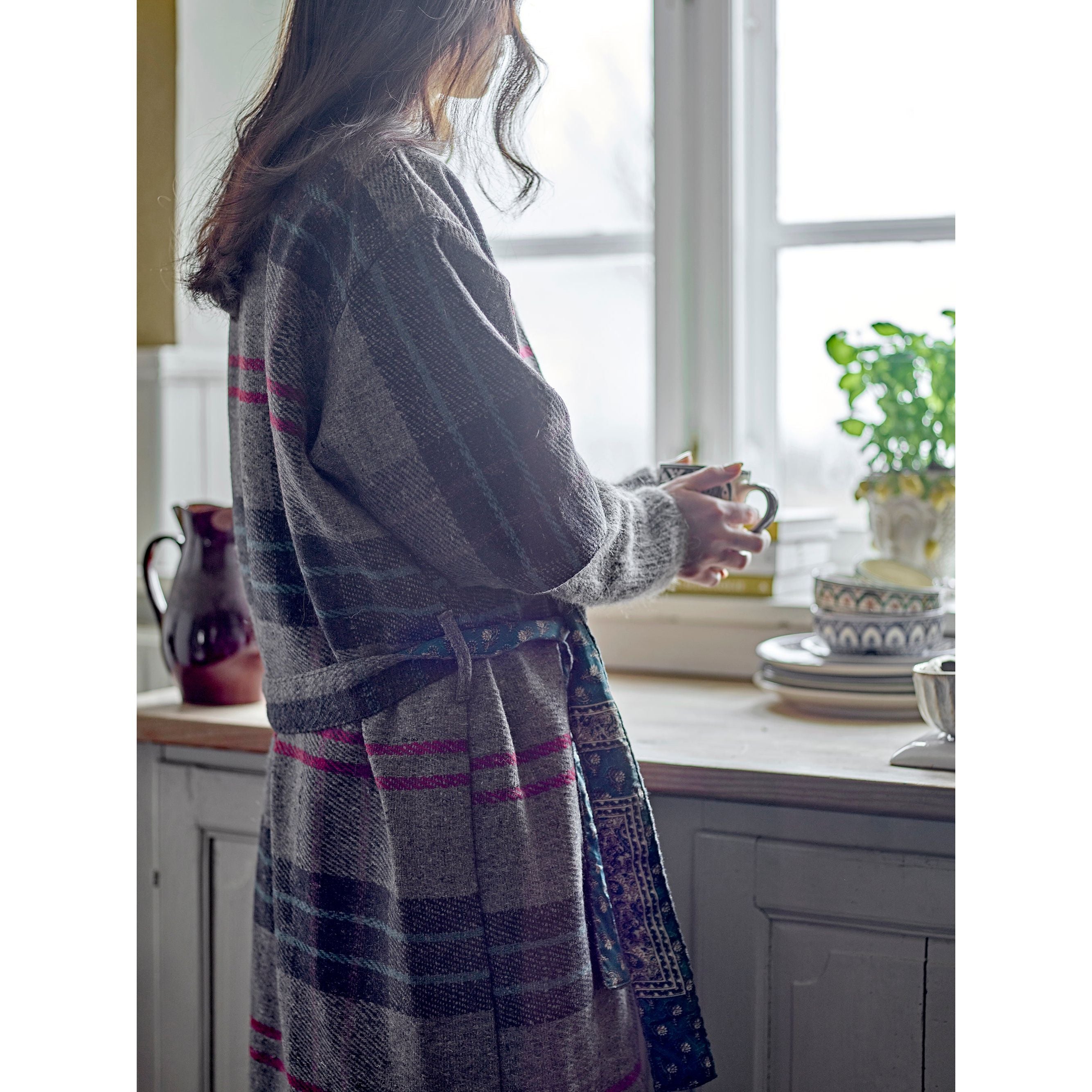 Creative Collection Rieti Kimono, Grå, Återvunnen