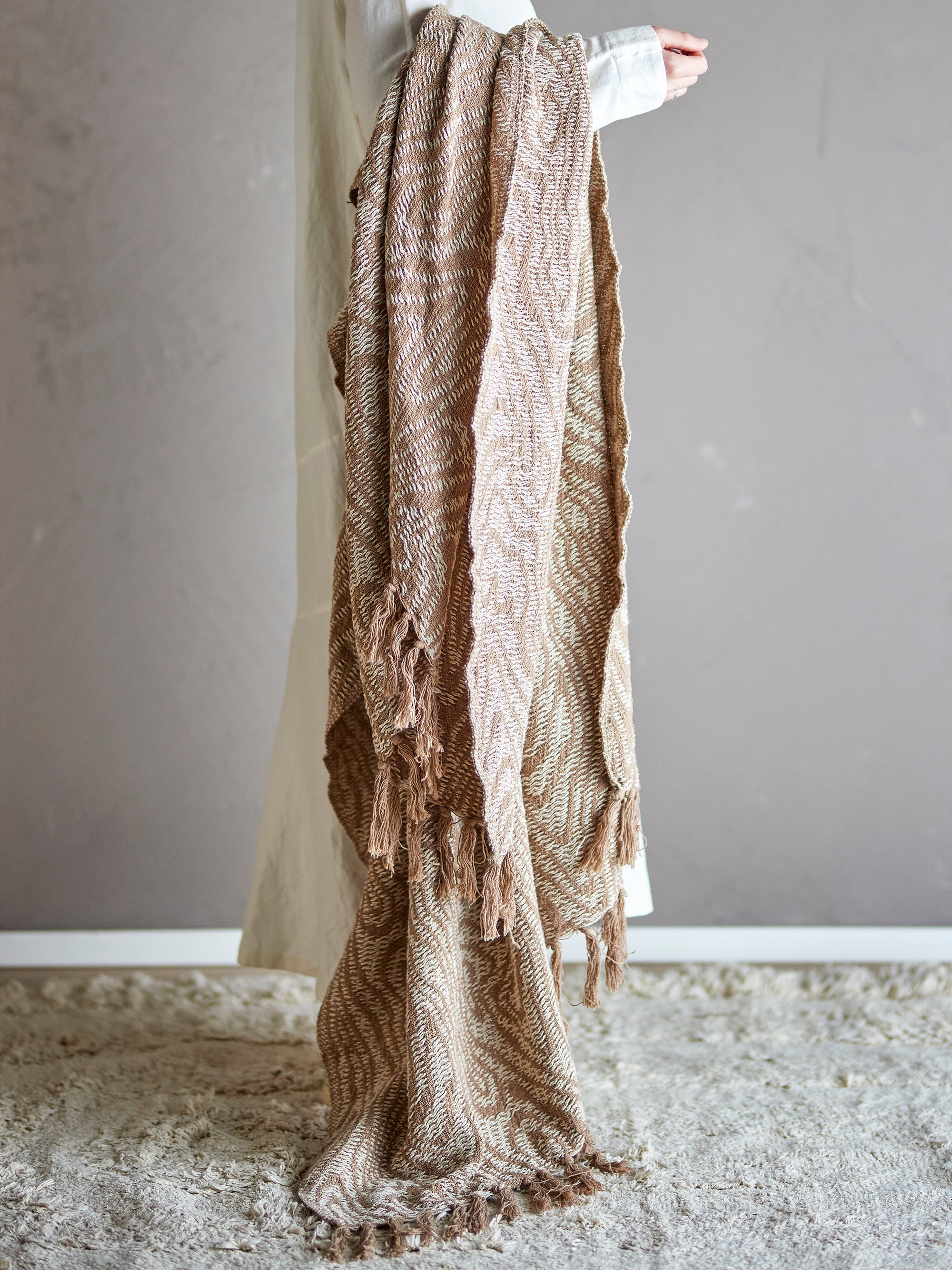 Bloomingville Okapi Pläd, Brun, Återvunnen Bomull