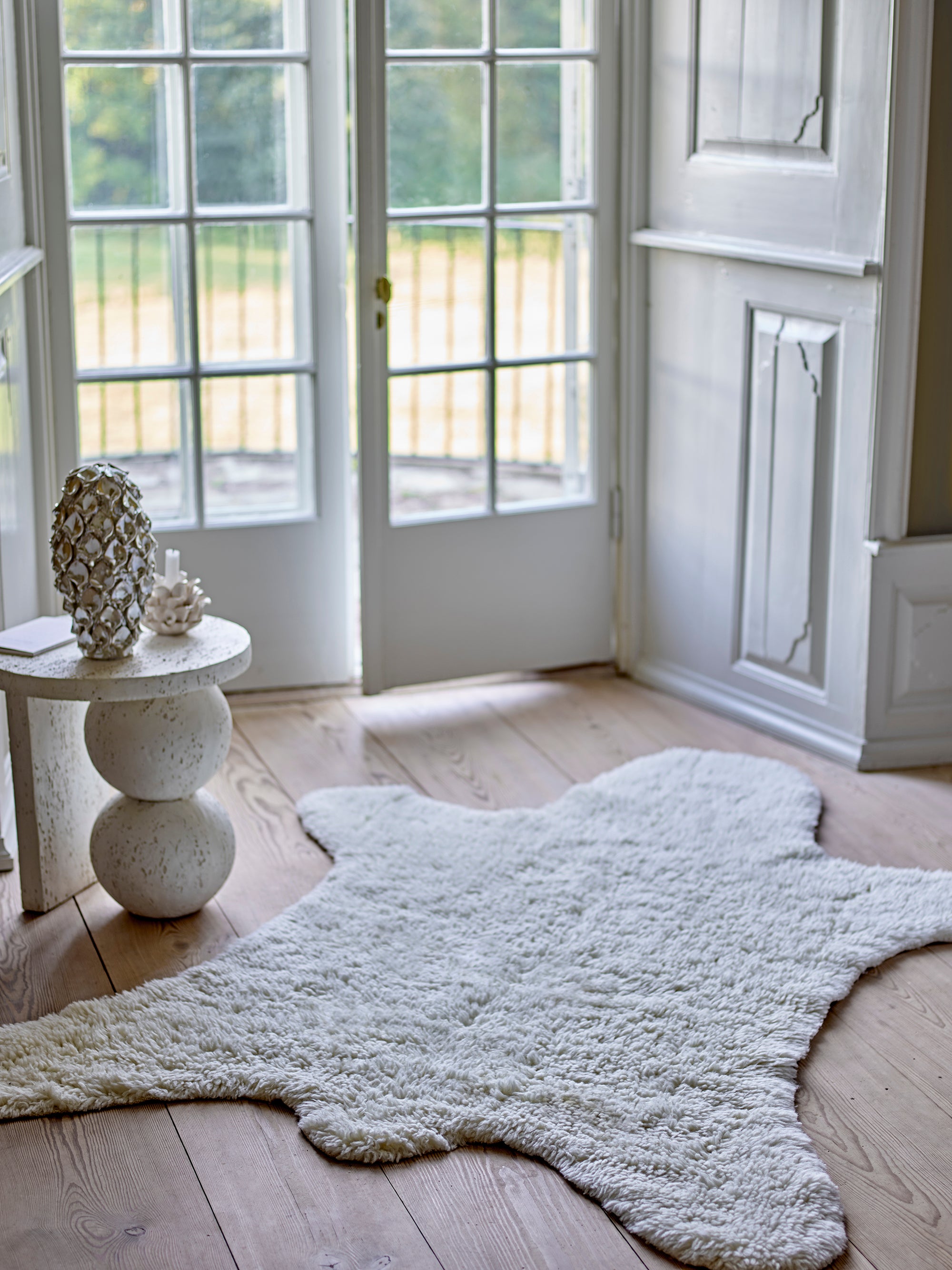 Bloomingville Mini Bear Matta, Vit, Ull