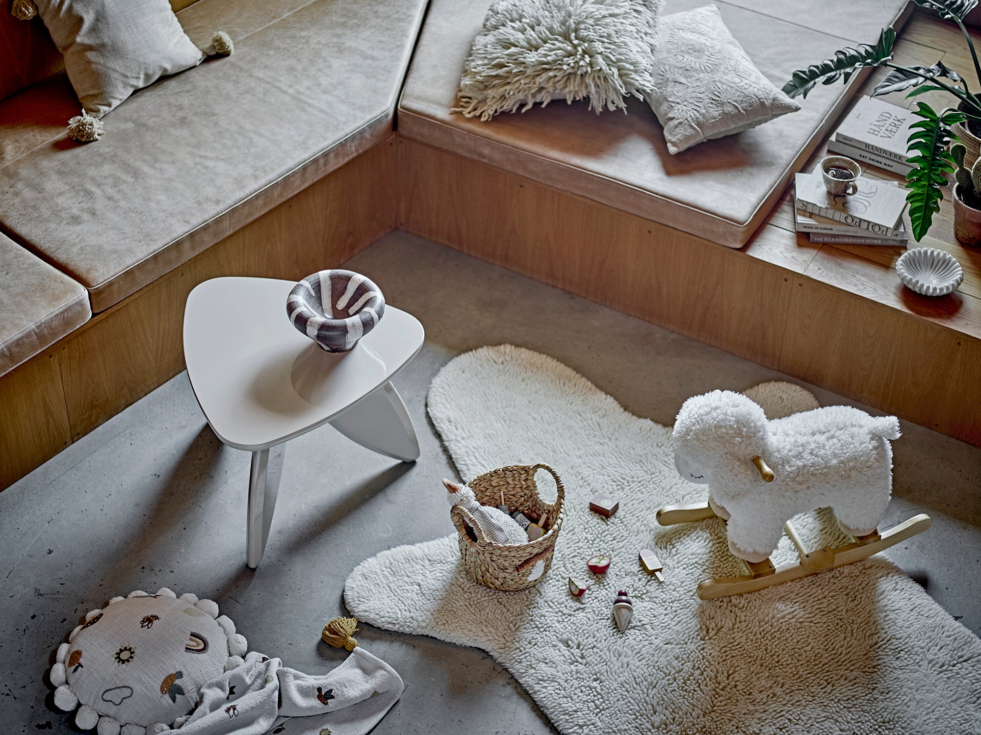 Bloomingville Mini Bear Matta, Vit, Ull