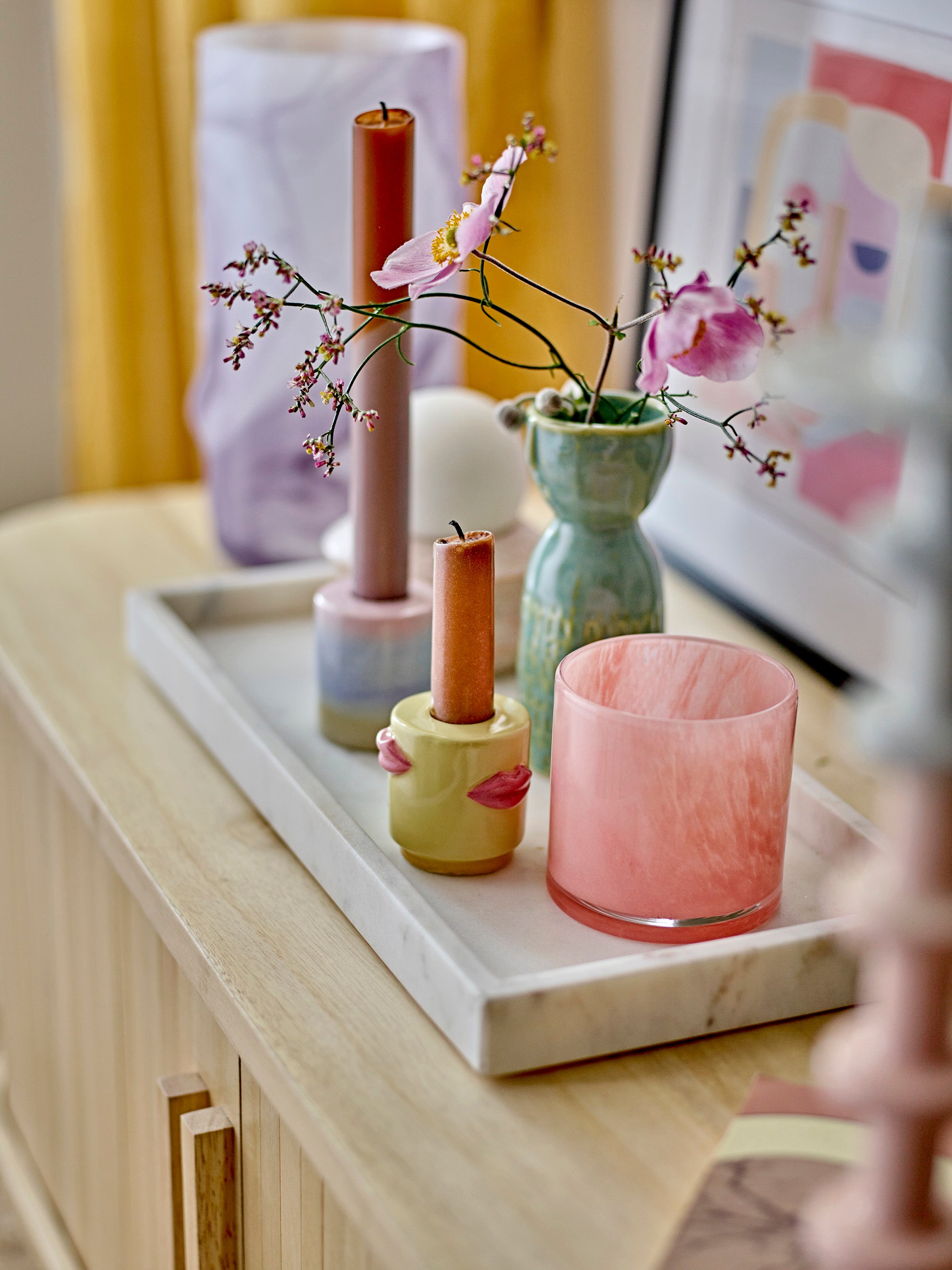 Bloomingville Majsa Bricka, Vit, Marmor