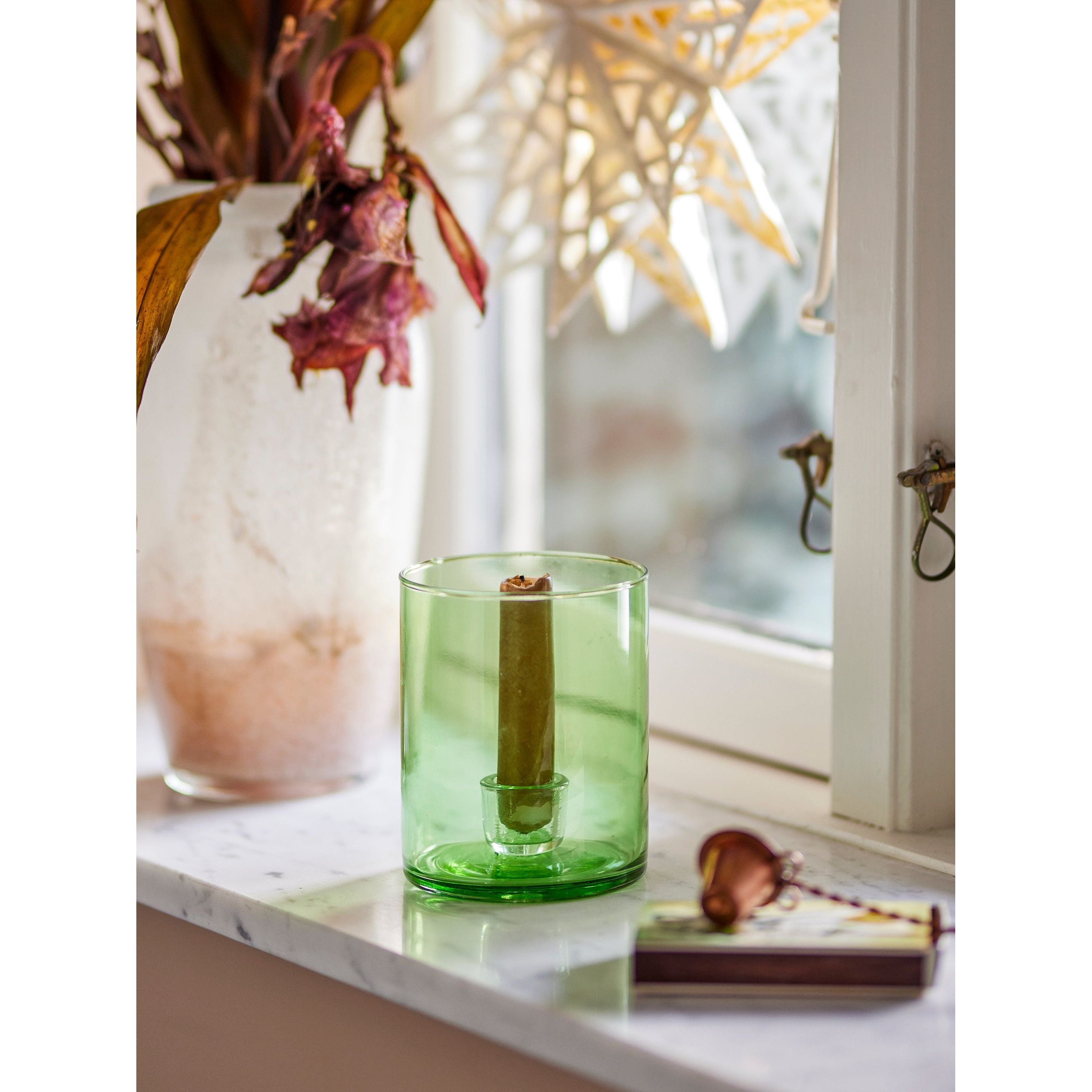 Bloomingville Juline Ljushållare, Grön, Återvunnet Glas