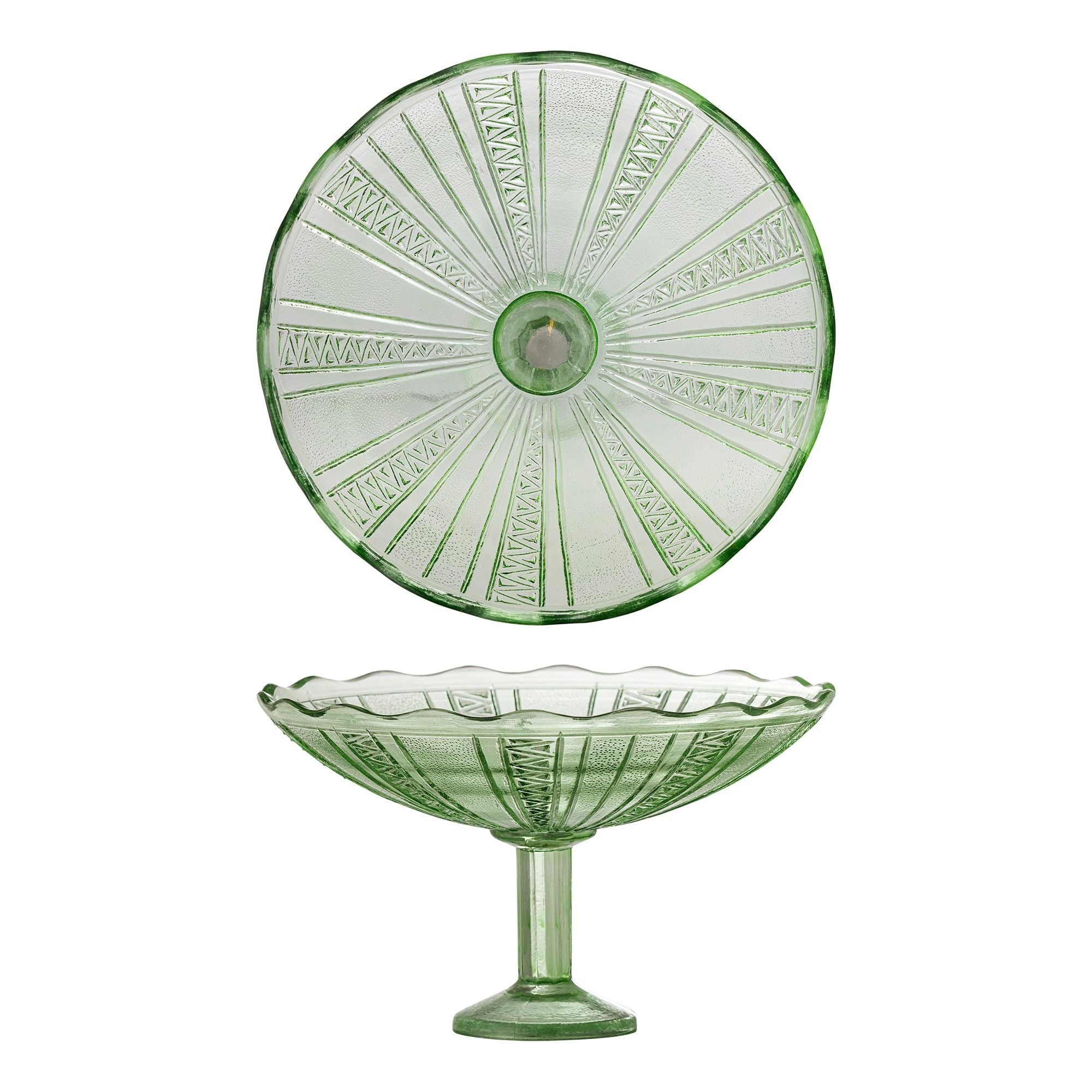 Bloomingville Kaddy Piedestal Skål, Grön, Återvunnet Glas