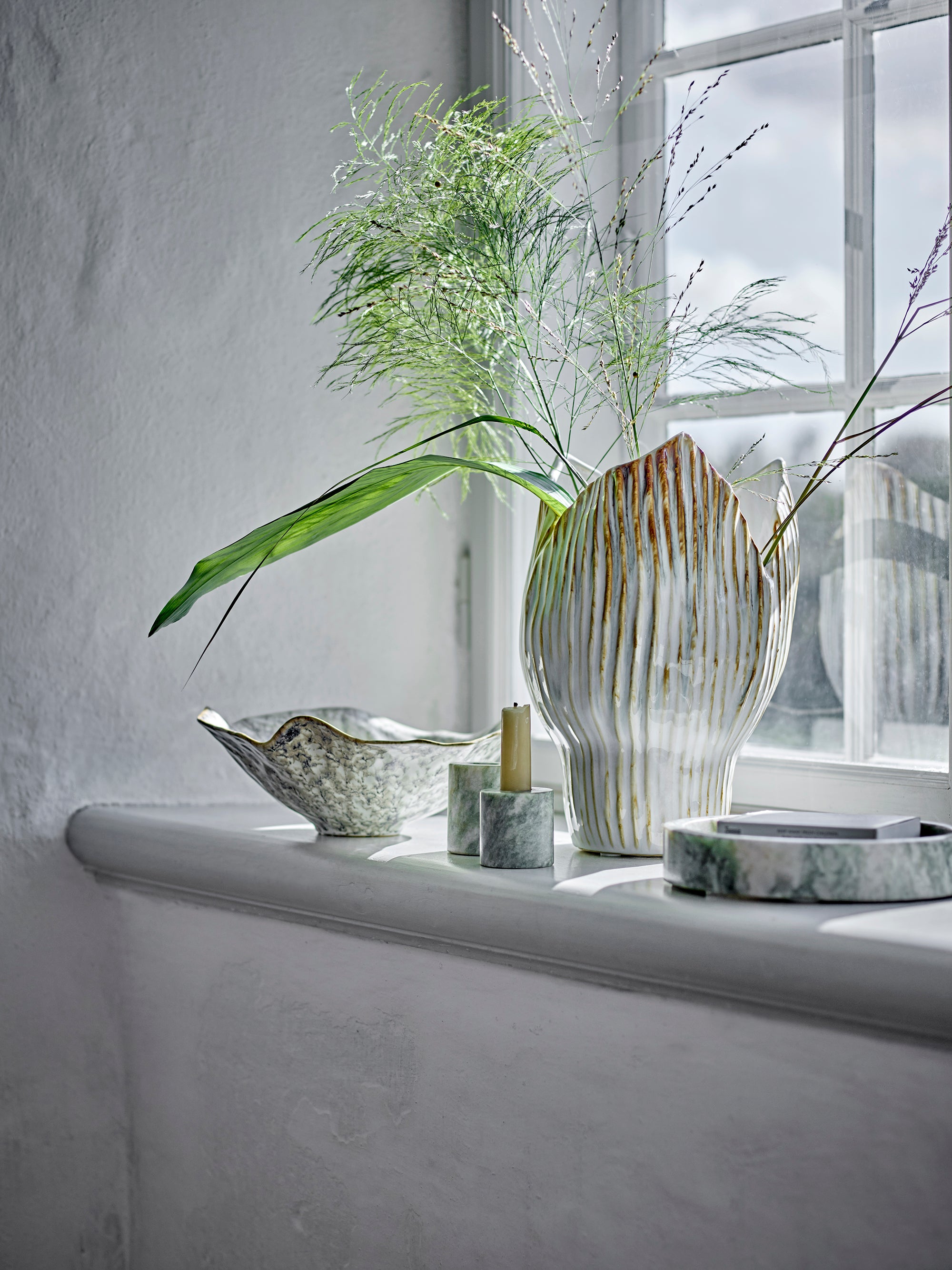 Bloomingville Kokoro Ljuslykta, Grön, Marmor