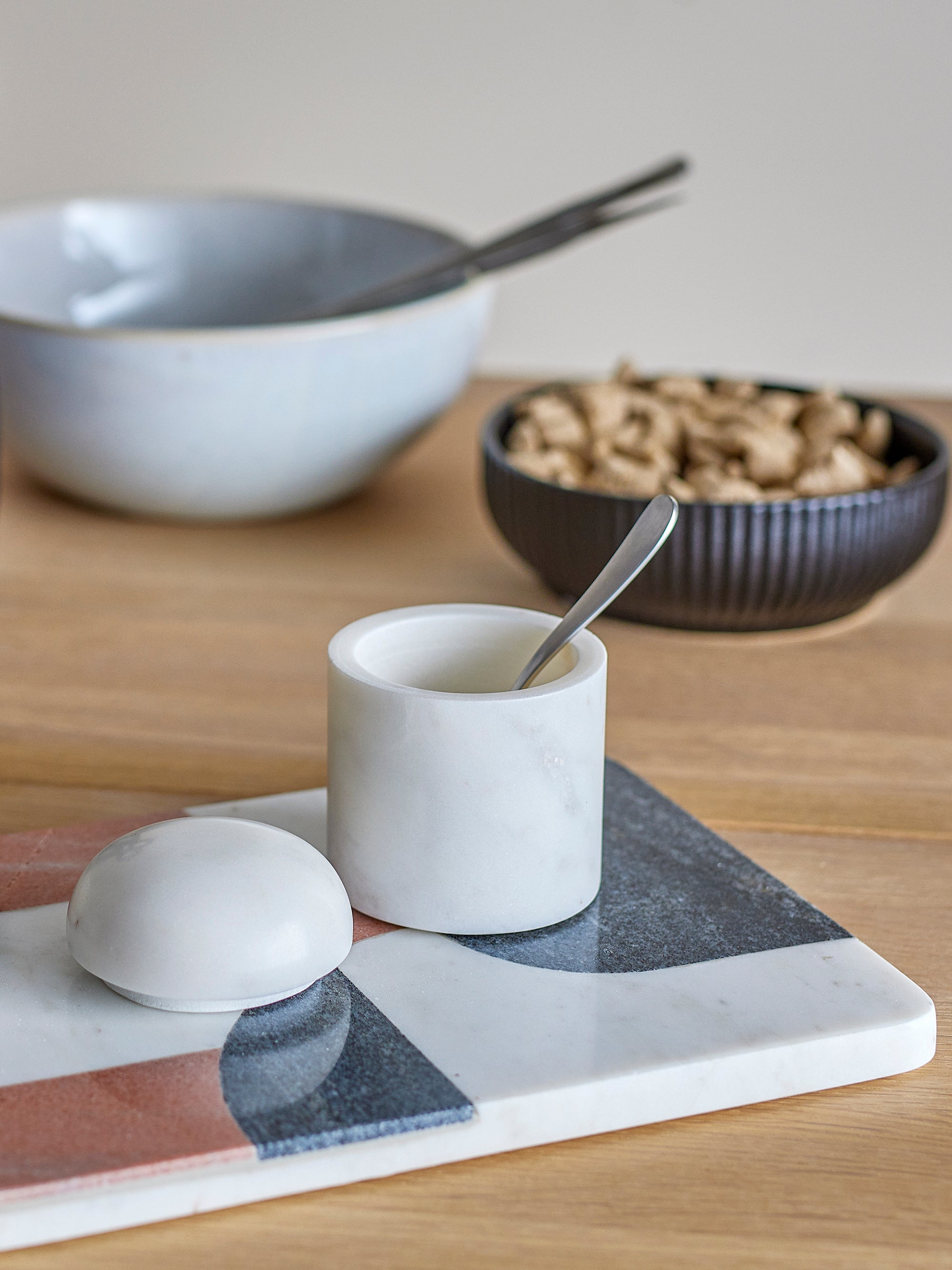 Bloomingville Lira Burk med Lock, Vit, Marmor