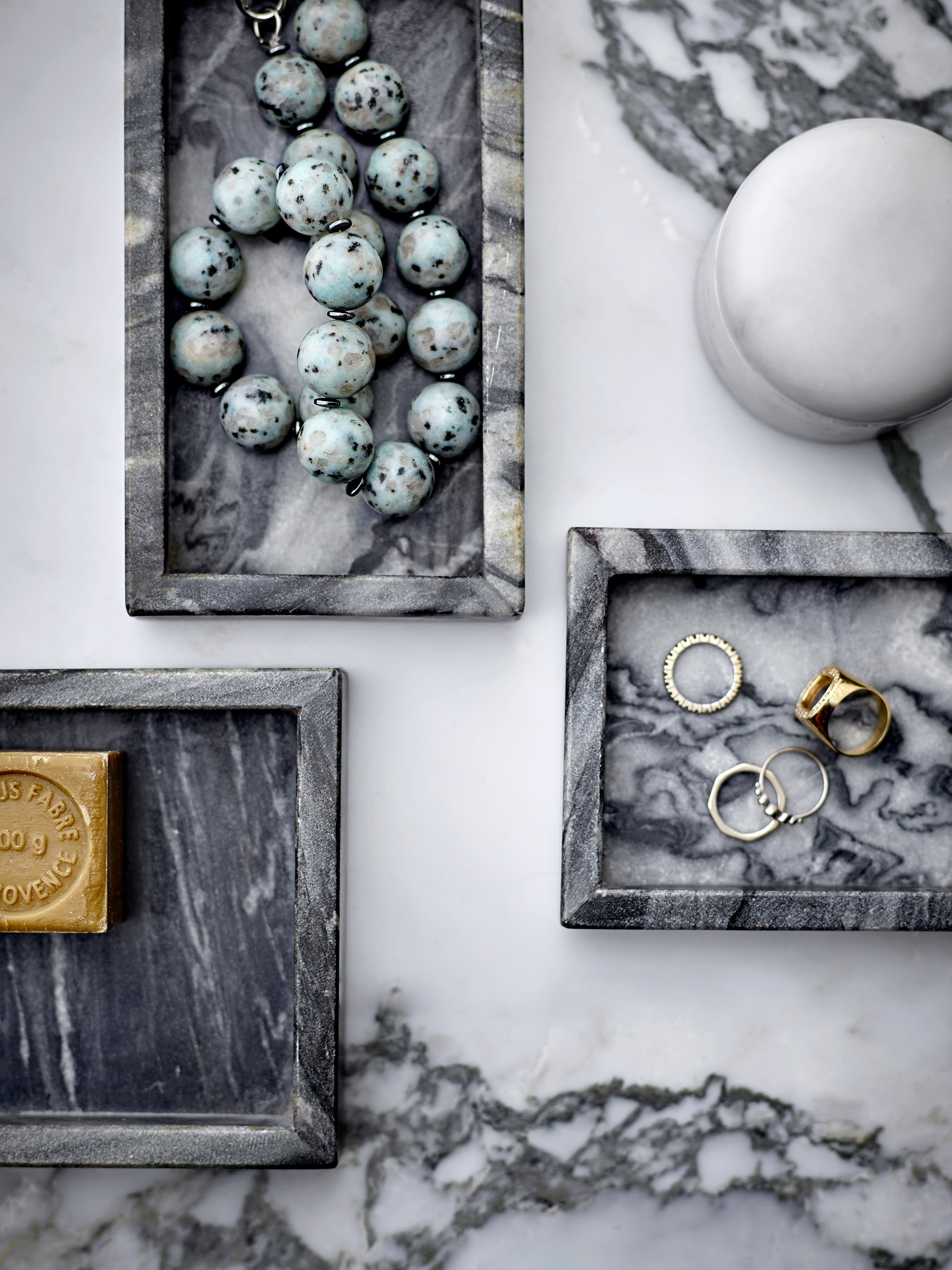 Bloomingville Lira Burk med Lock, Vit, Marmor