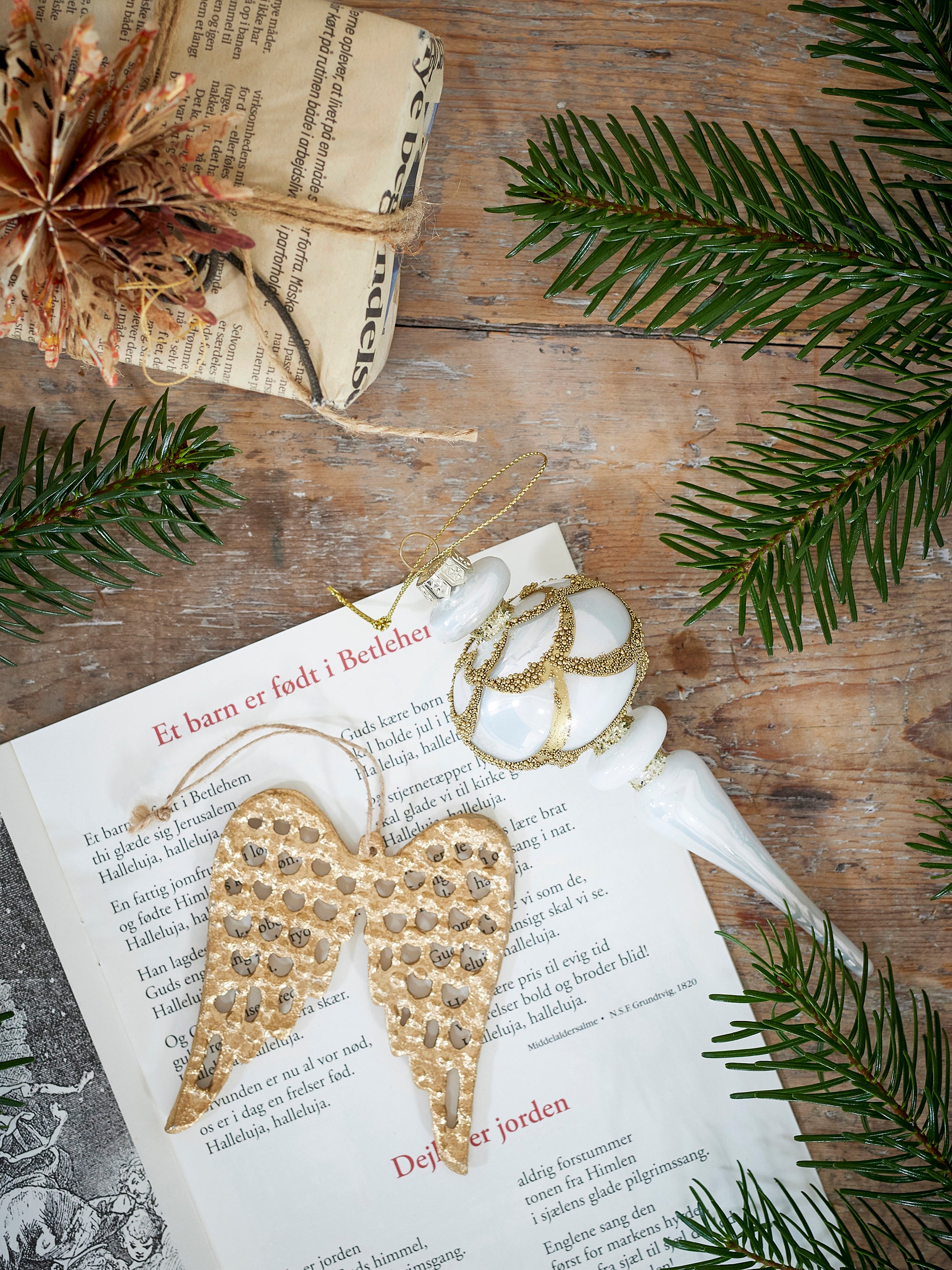 Bloomingville Hisar Ornament, Vit, Glas