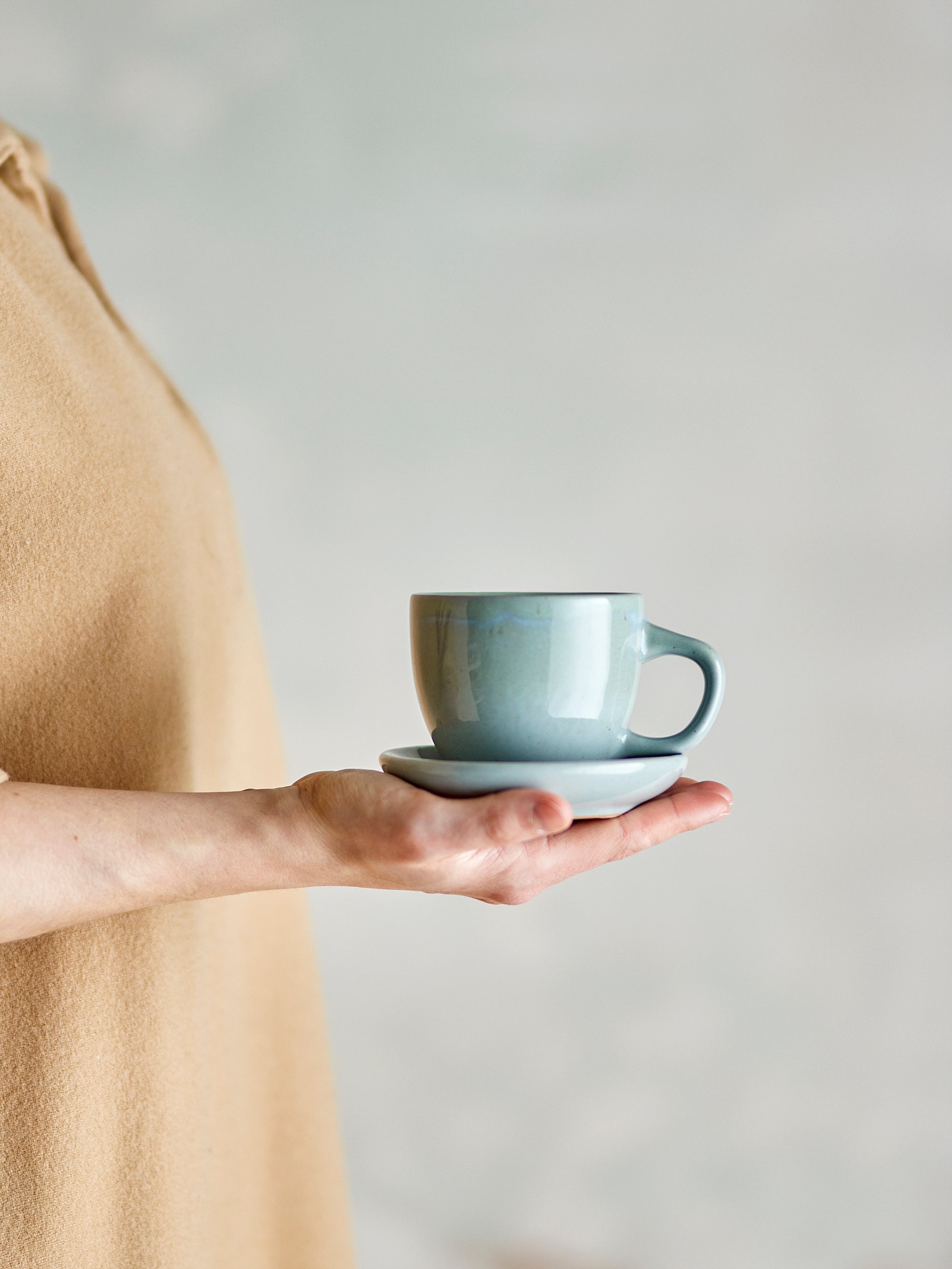 Bloomingville Brenta Kopp med Fat, Blå, Stengods