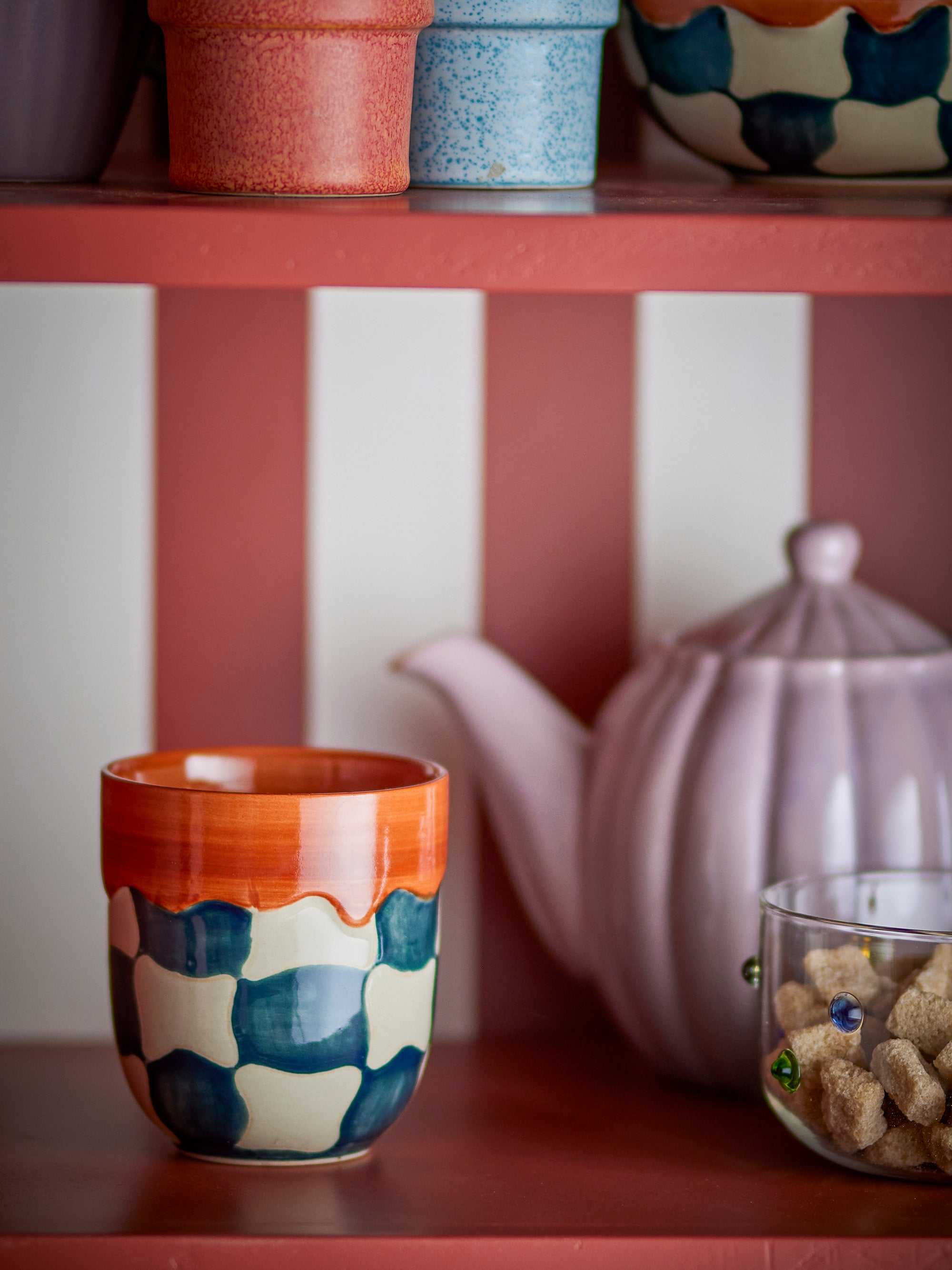 Bloomingville Check Kopp, Multi, Stengods