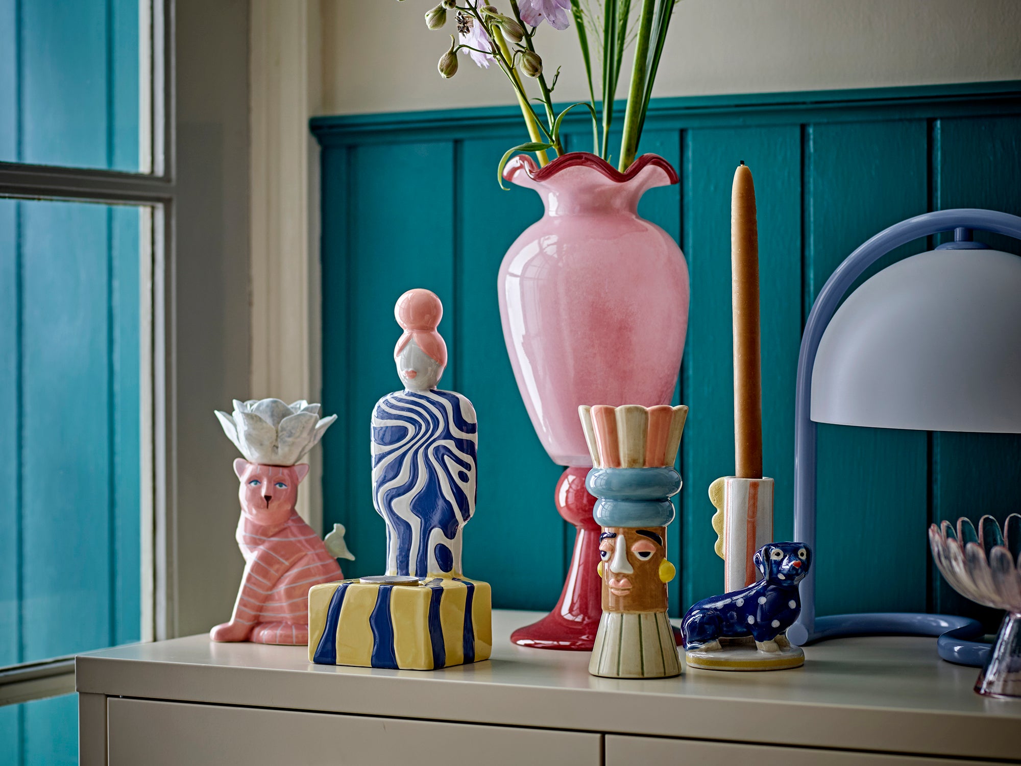 Bloomingville Frills Vas, Rosa, Glas