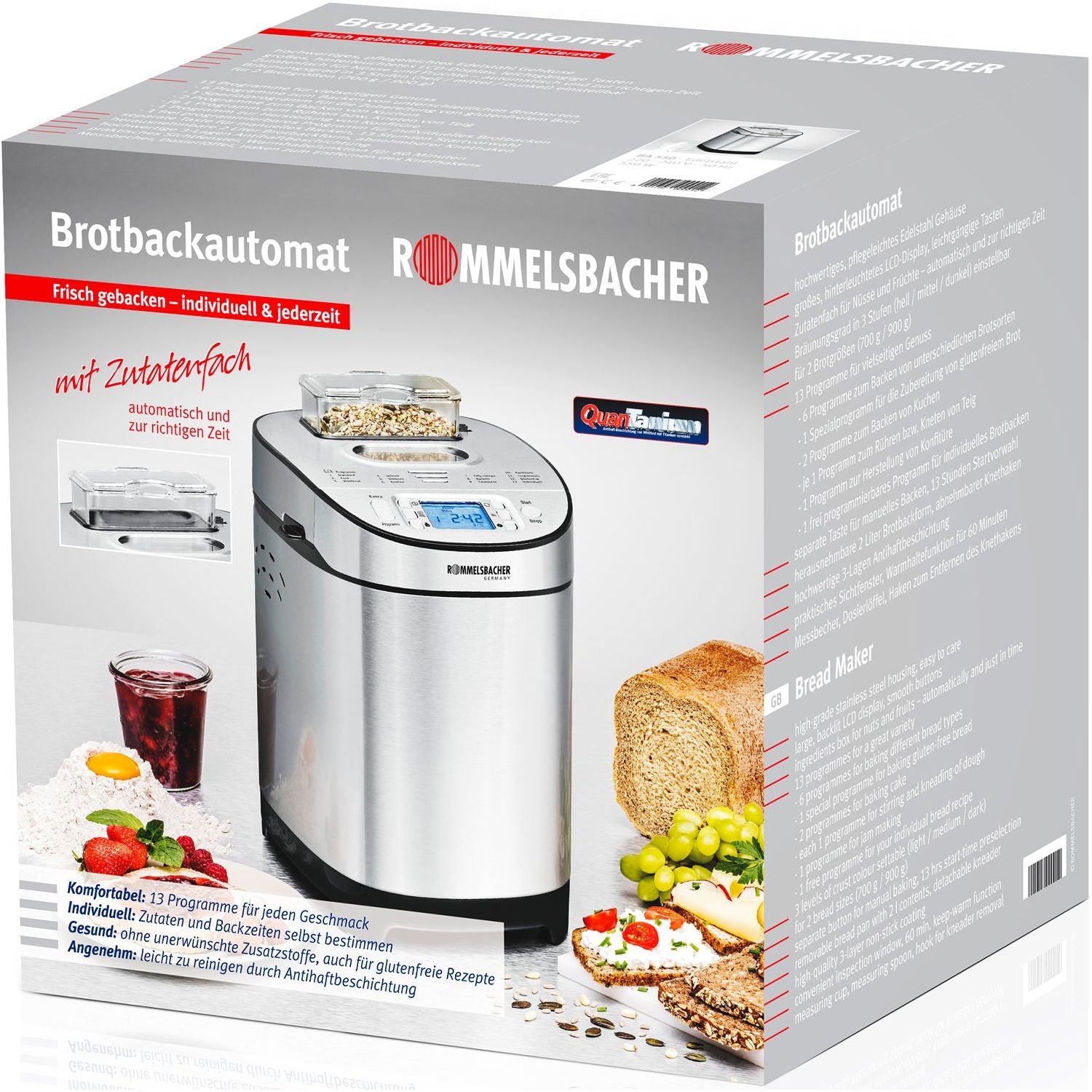 Rommelsbacher Bakmaskin BA 550 13 Bakprogram Gluten Free