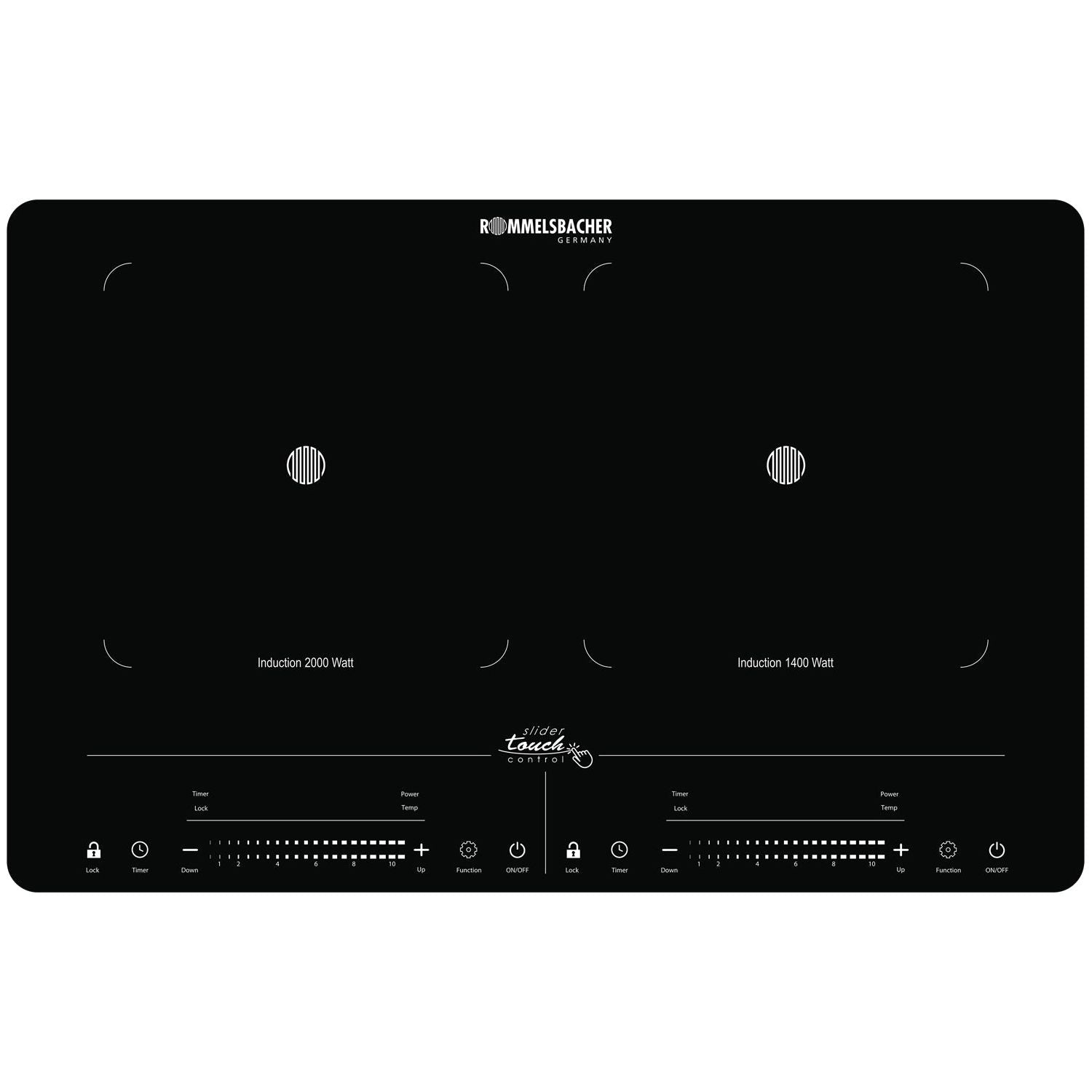 Rommelsbacher Kokplatta Dubbel Induktion CT 3420/IN 2000W LED