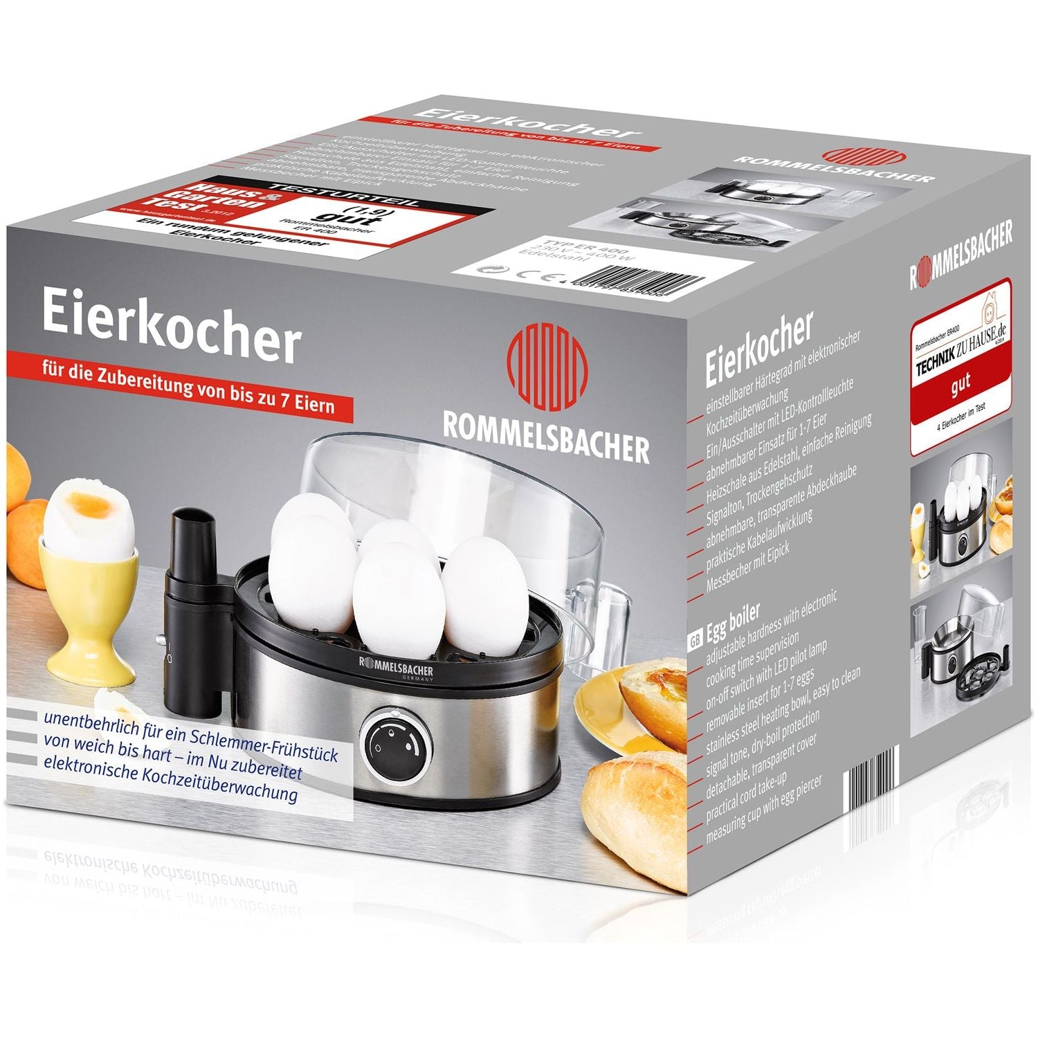 Rommelsbacher Äggkokare 7 ägg ER 400 Elektronisk med Rostfri värmeskål