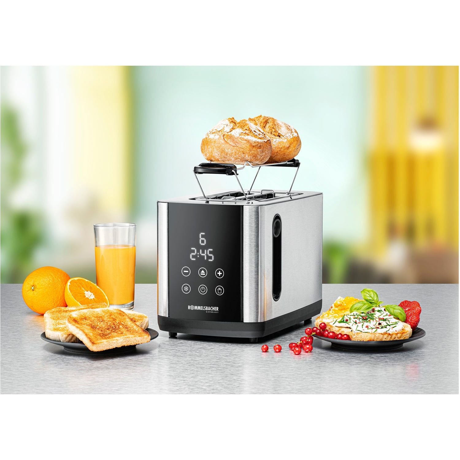 Rommelsbacher Brödrost Sunny TO 850 Rostfri LED-Disp Touch Control