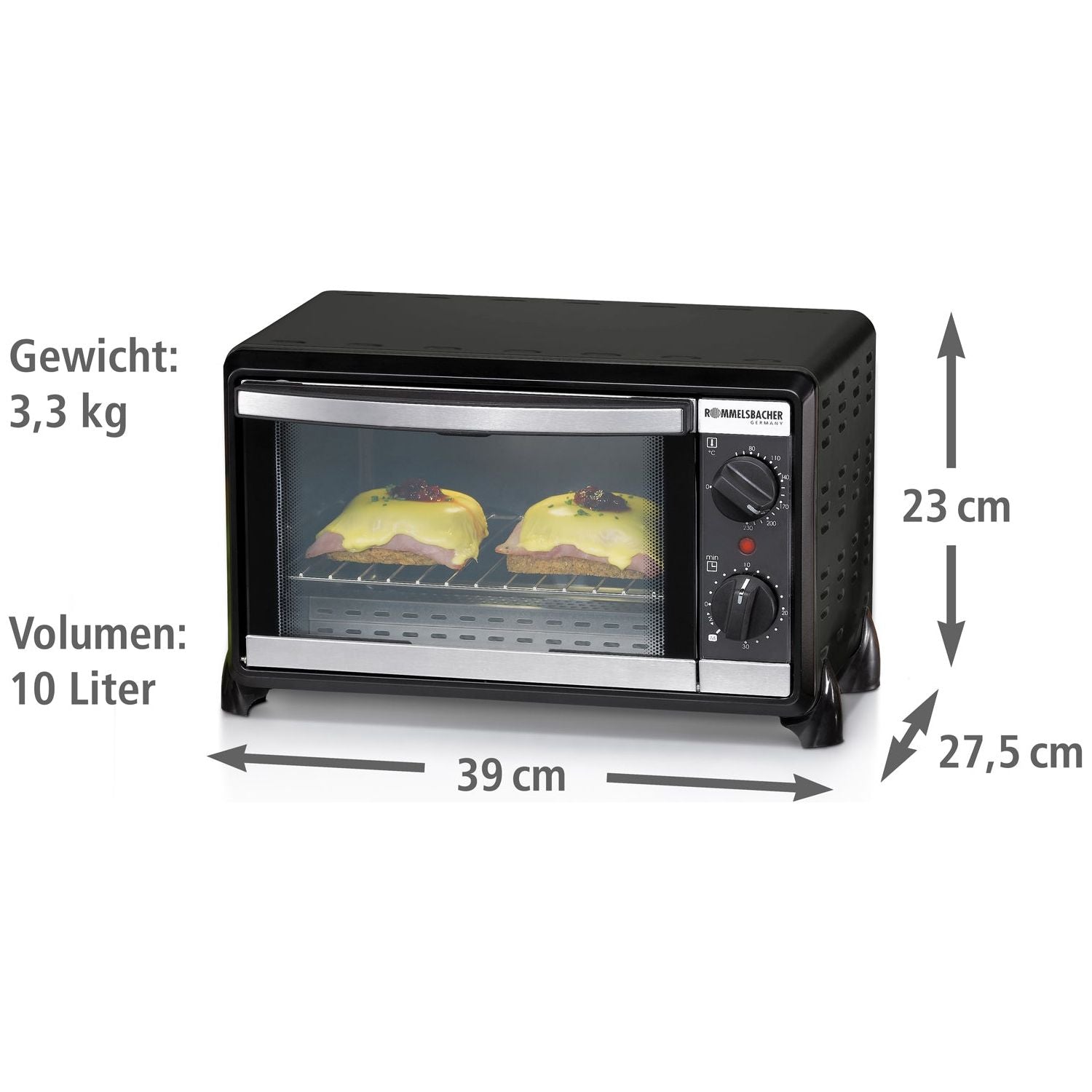 Rommelsbacher Miniugn 10l BG 950 Speedy timer funk. Energi sparande