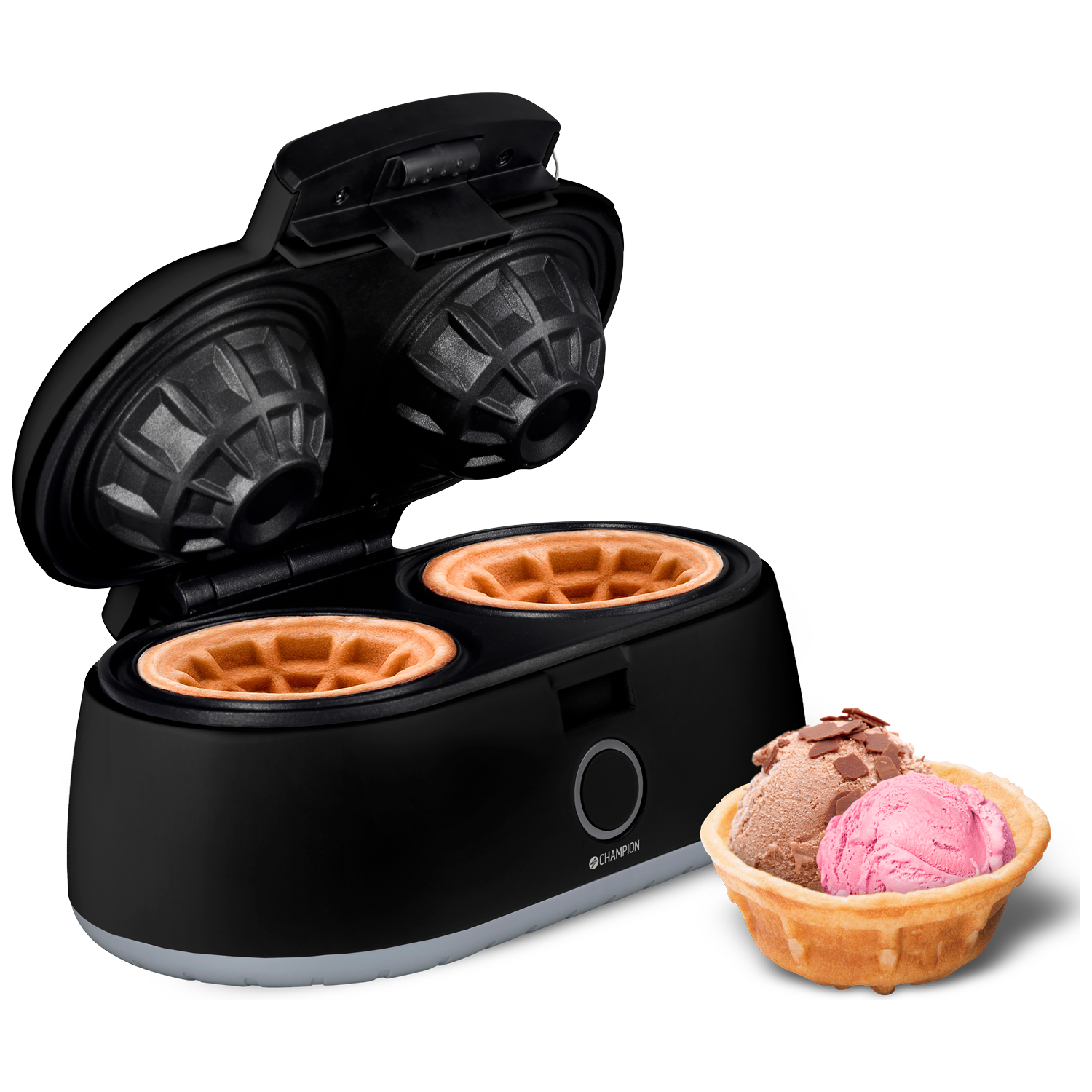 Champion Våffelskålsjärn Dubbelt 1000W VS220 Svart