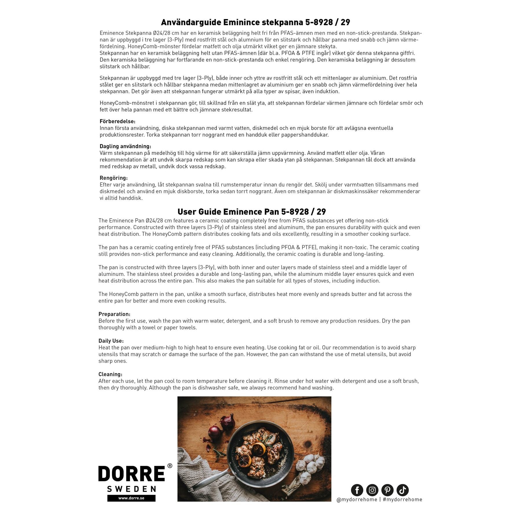Dorre Eminence Stekpanna Ø24 cm keramisk beläggning H:4,5 cm rostfritt stål