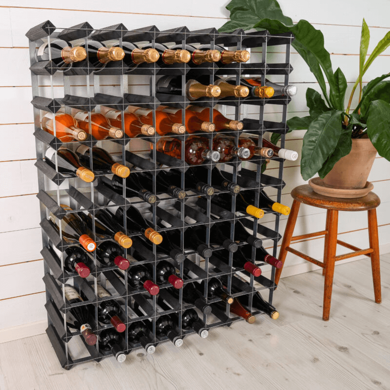 Traditional Wine Racks Vinställ Påbyggnadsbart 90 Flaskor Black Ash