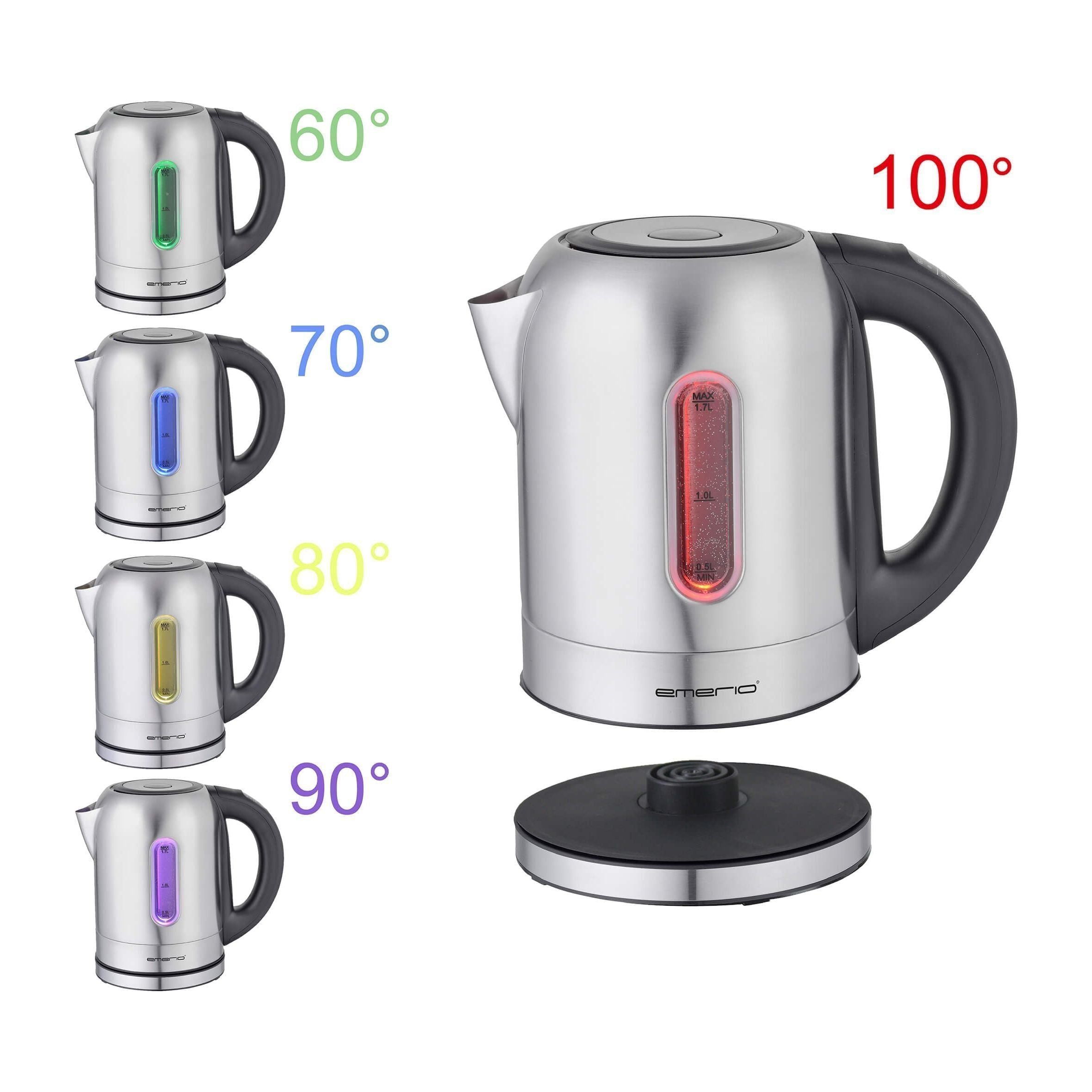 Emerio Vattenkokare Sladdlös Med Ljus Rostfri 1,7 l
