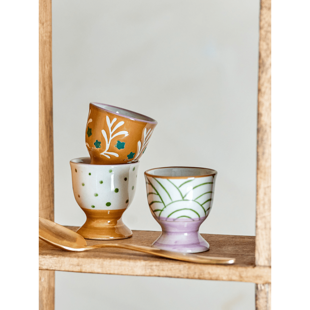 Bloomingville Vincent Äggkopp Brun Stengods 3 st