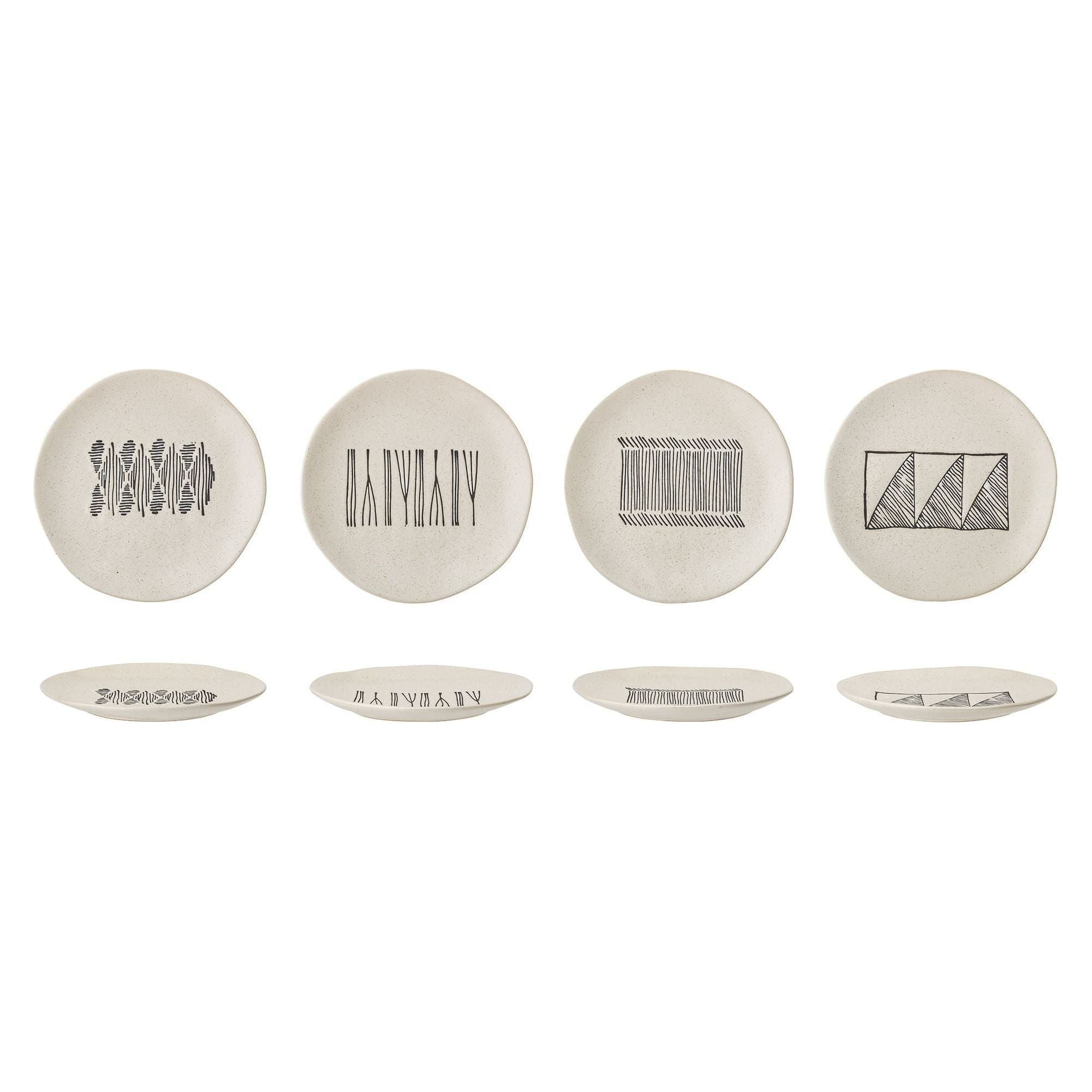 Bloomingville Eliana Tallrik Svart Stengods D19 cm 4-pack