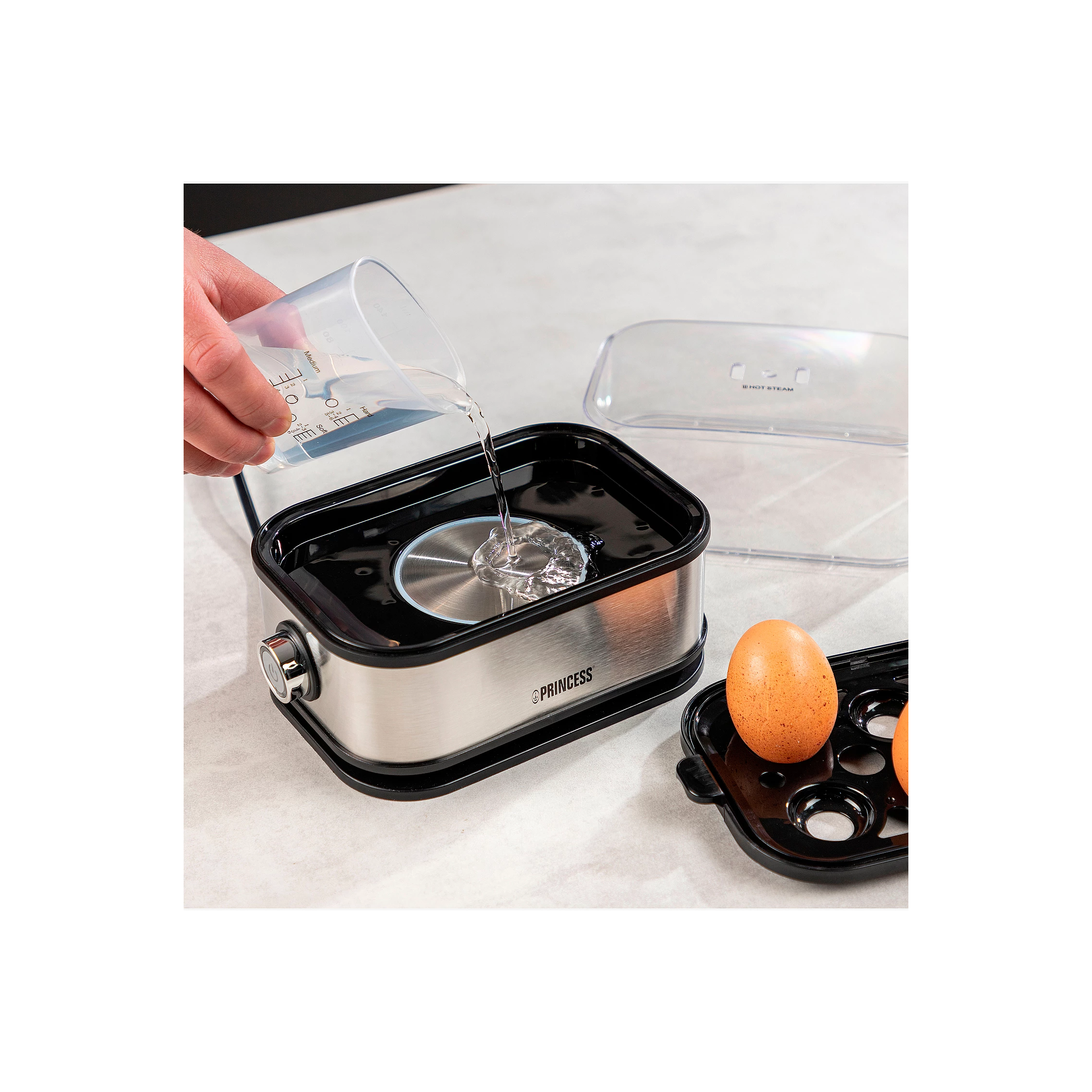 Princess Äggkokare 6ägg 400Watt Rostfritt stål