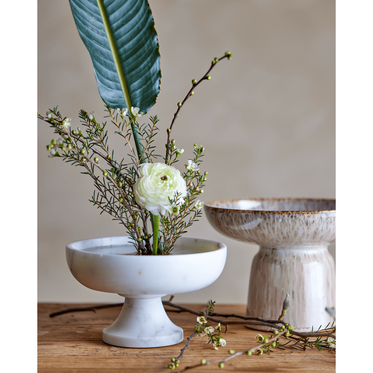 Bloomingville Eris Piedestalsskål Vit Marmor ⌀20,5 cm