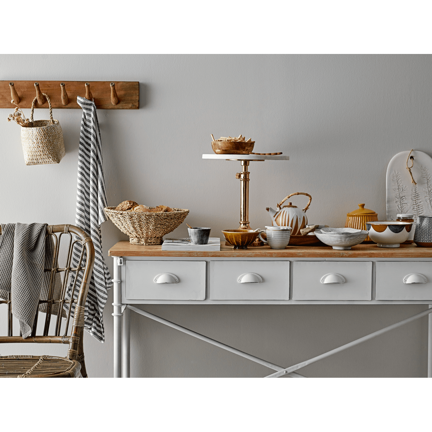 Bloomingville Rosamynthe Saltburk Med Sked Vit Marmor 3 Pack