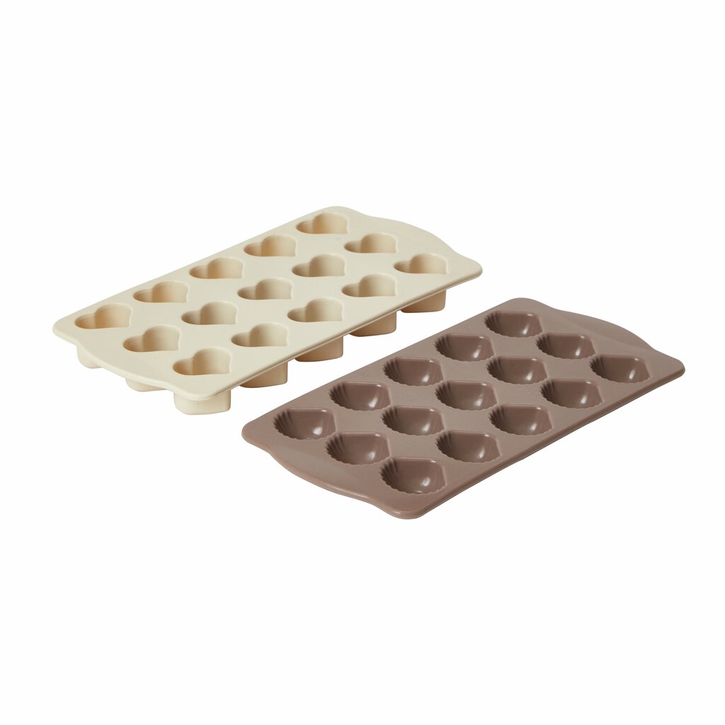 Chokladformar Silikon 2-pack (Hjärtan/snäckor) Brun