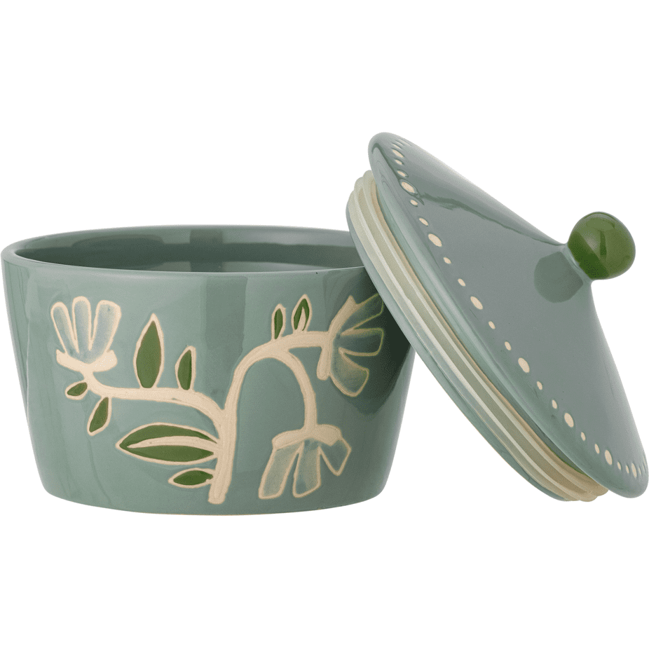 Bloomingville Tangier Burk Med Lock Grön Stengods ø15 cm