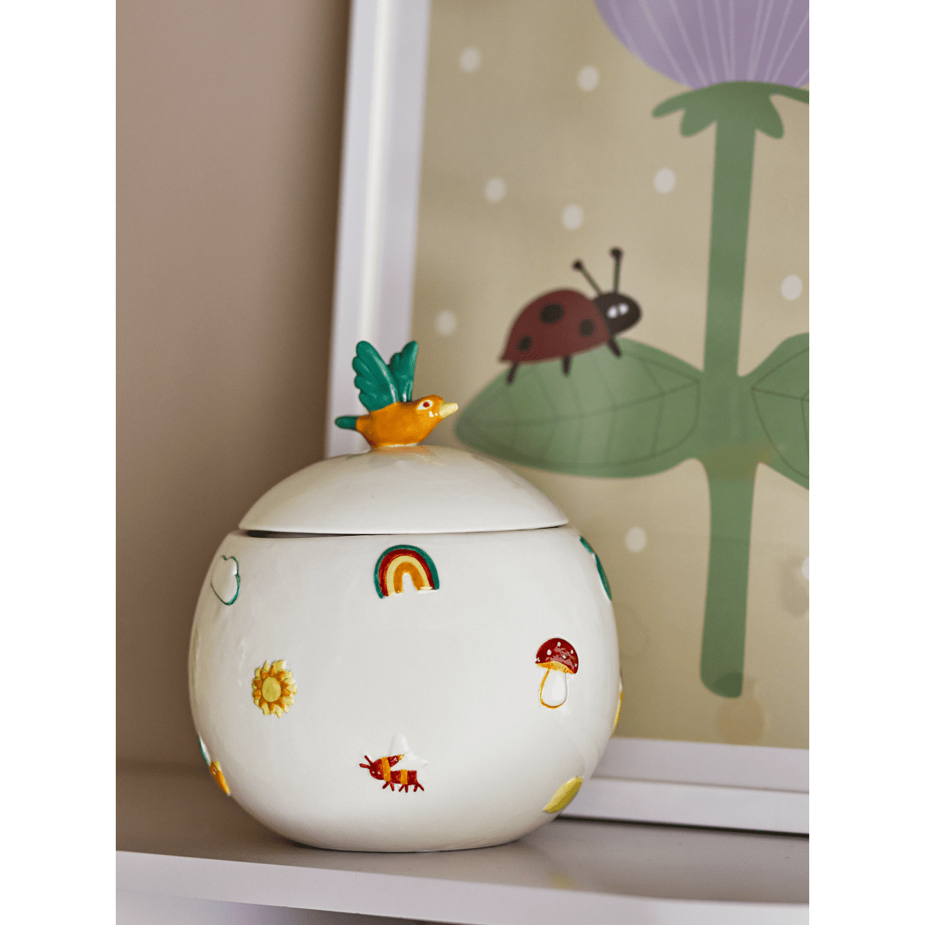 Bloomingville Agnes Burk Med Lock Vit Stengods