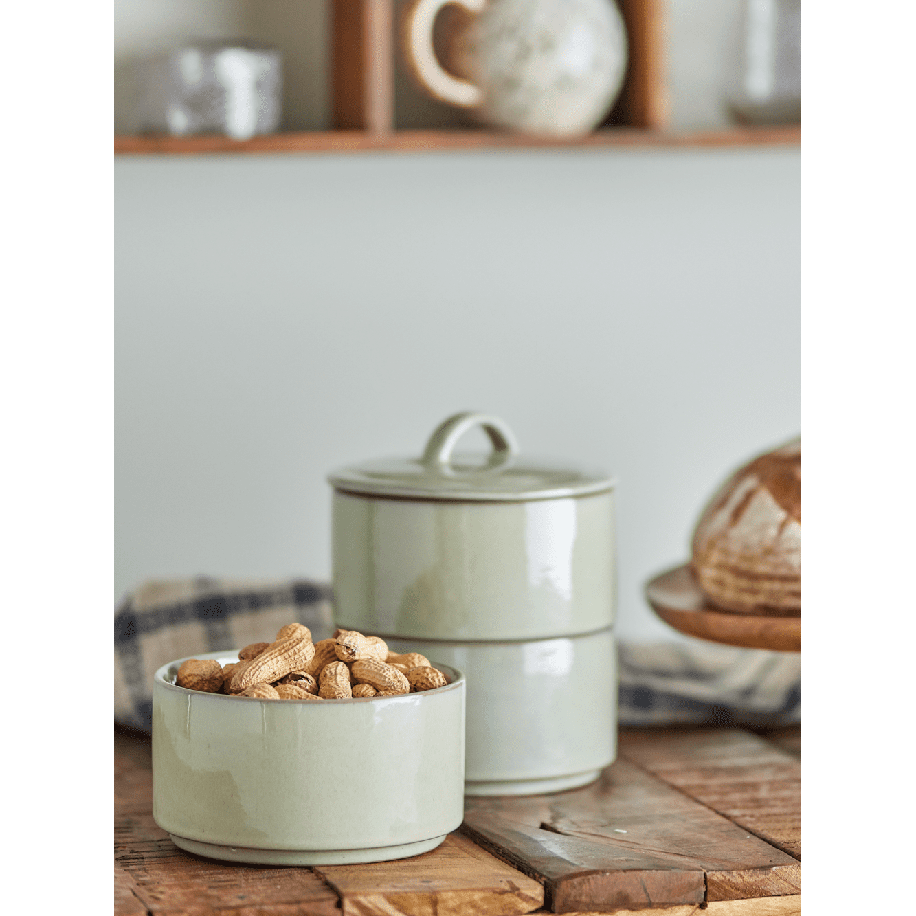Bloomingville Ebba Burk Med Lock Grön Stengods ⌀15 cm (OKT)