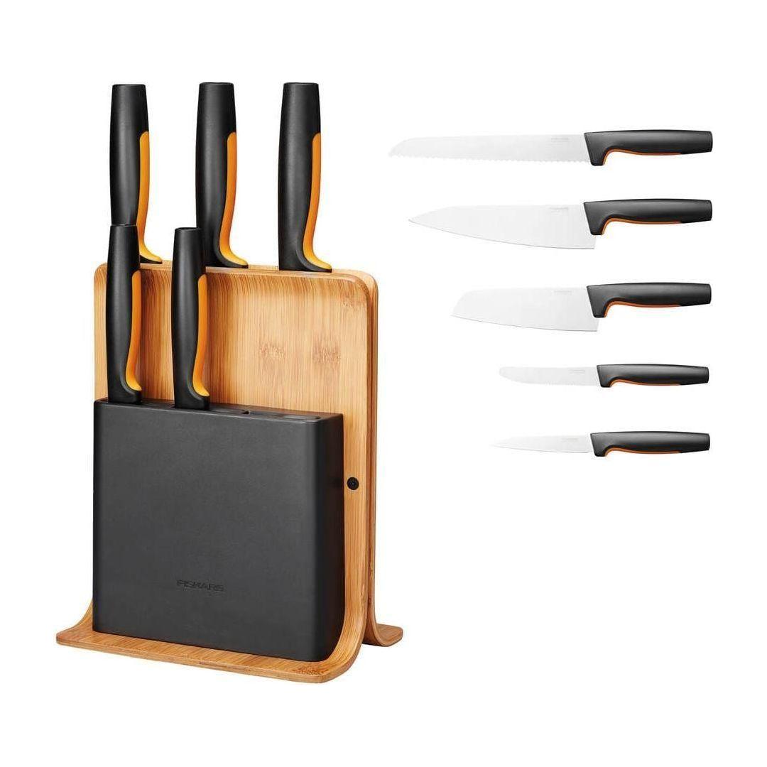 Fiskars Functional Form Knivblock Med 5 Knivar Bambu