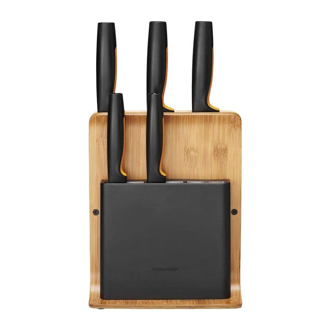 Fiskars Functional Form Knivblock Med 5 Knivar Bambu