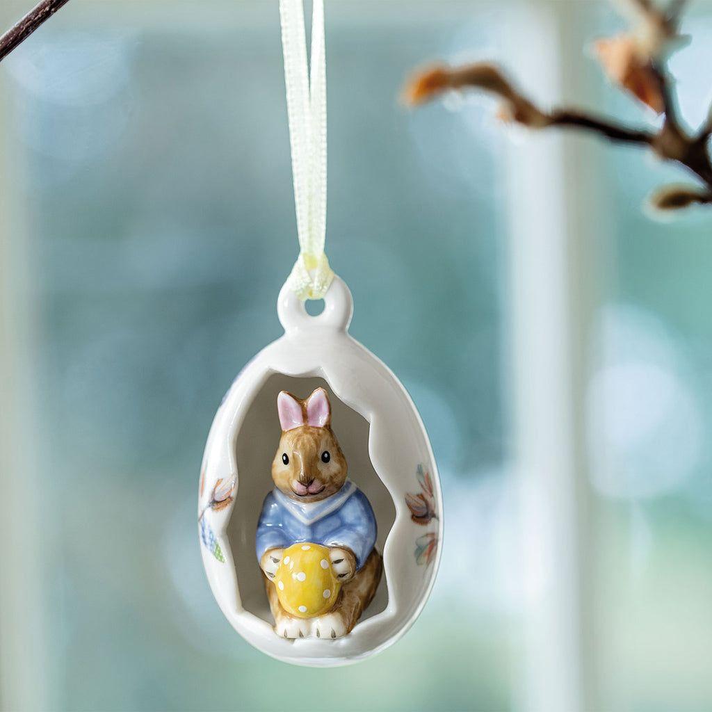 Villeroy & Boch Bunny Tales Äggprydnad Max, blommor blå 44 mm