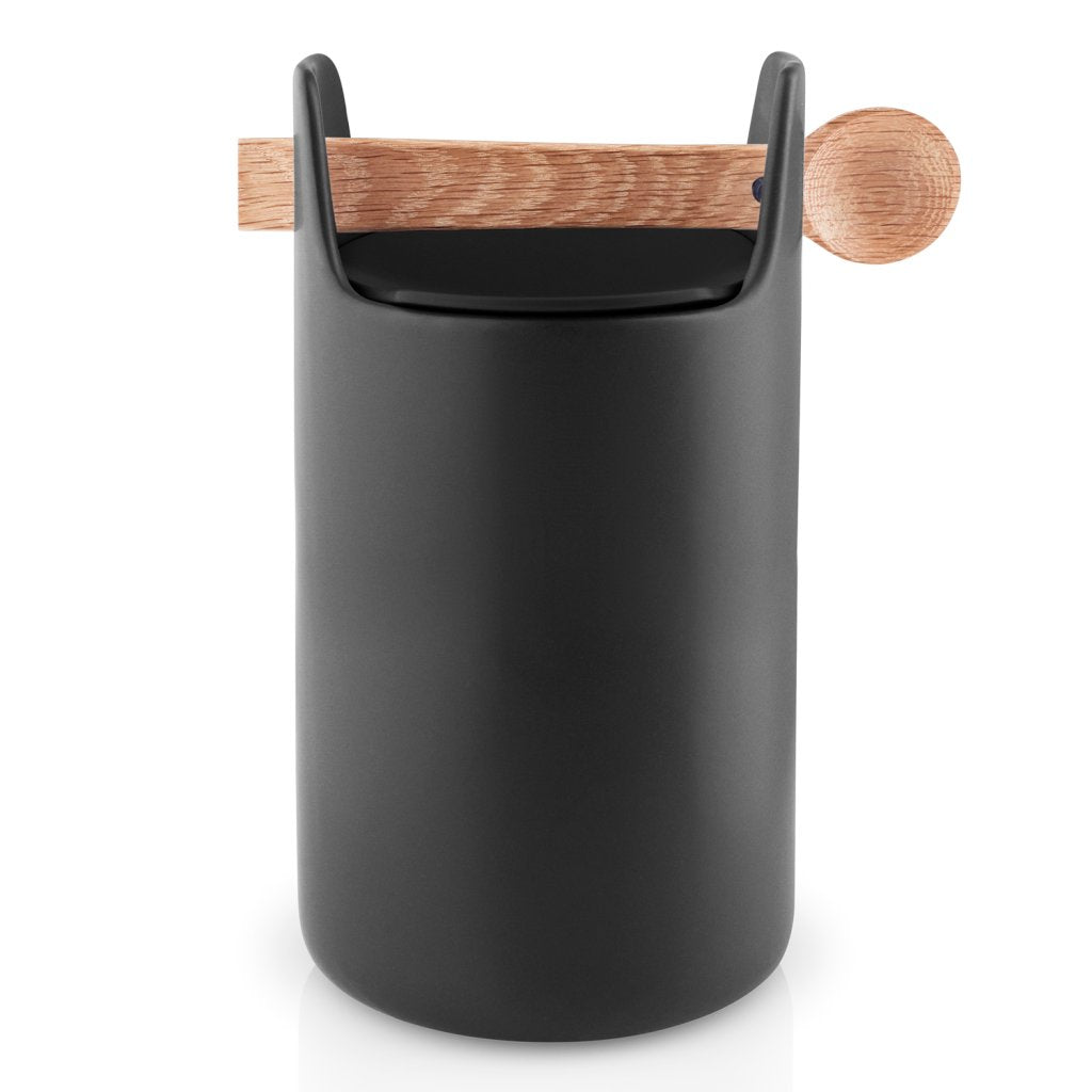 Eva Solo Matbehållare, med träsked, svart