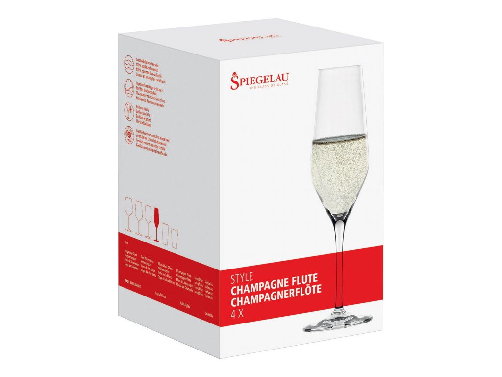 Spiegelau Champagneglas STYLE CHAMPAGNE FLUTE, set i 4 delar, 240 ml Spiegelau