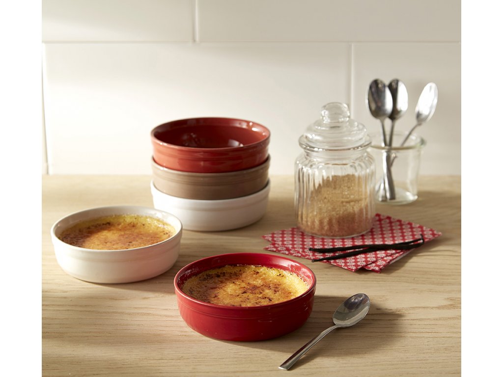 Emile Henry Crème brûlée-fat 12 cm, set i 2 delar, vinröd