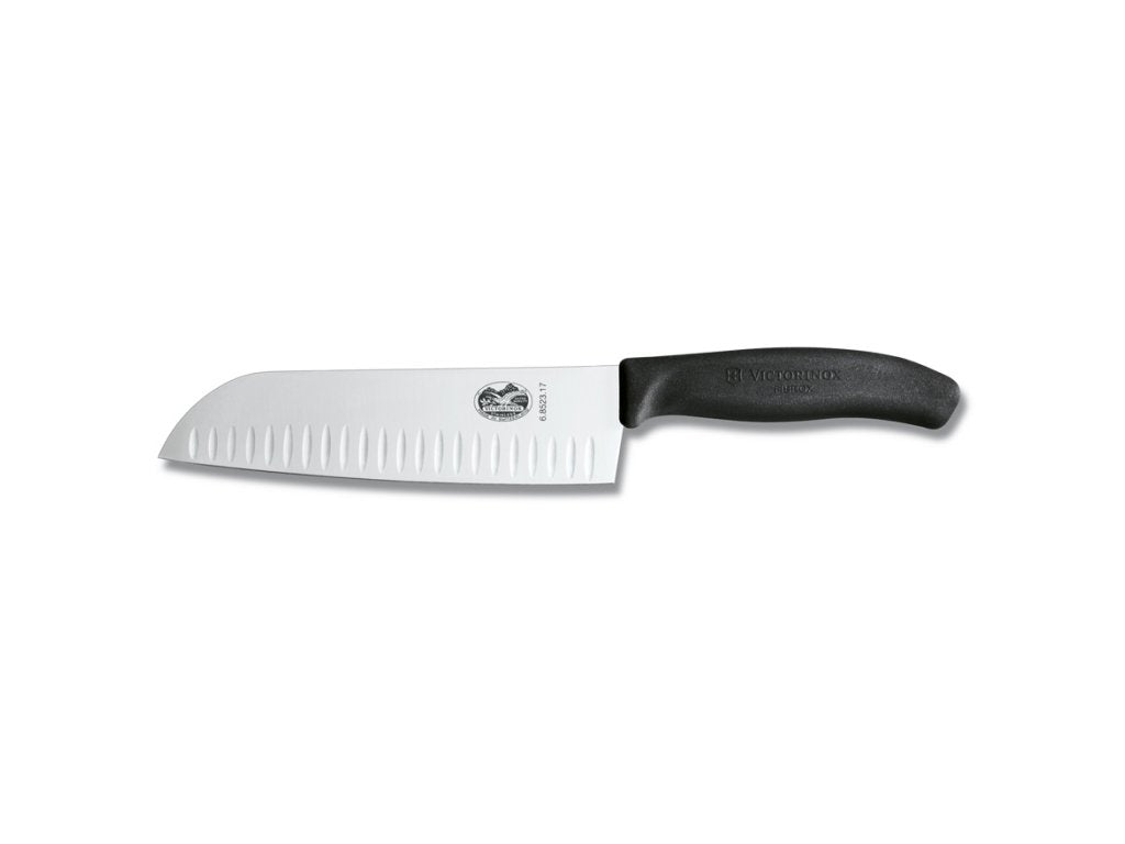 Victorinox Santoku-kniv 17 cm, med ovala spår, svart