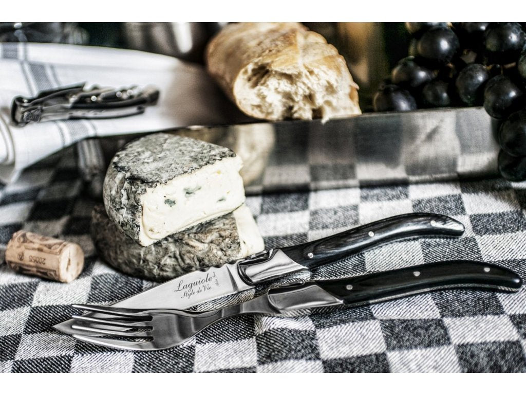Laguiole Köttgaffelset LAGUIOLE LUXURY, 6 st, svart, ebenholtshandtag