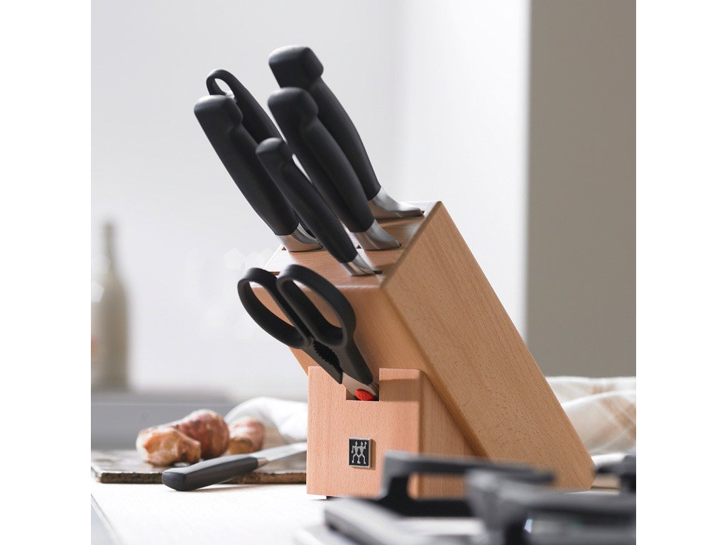 ZWILLING Knivblockset FOUR STAR, 8 st, med knivslip och sax, Zwilling